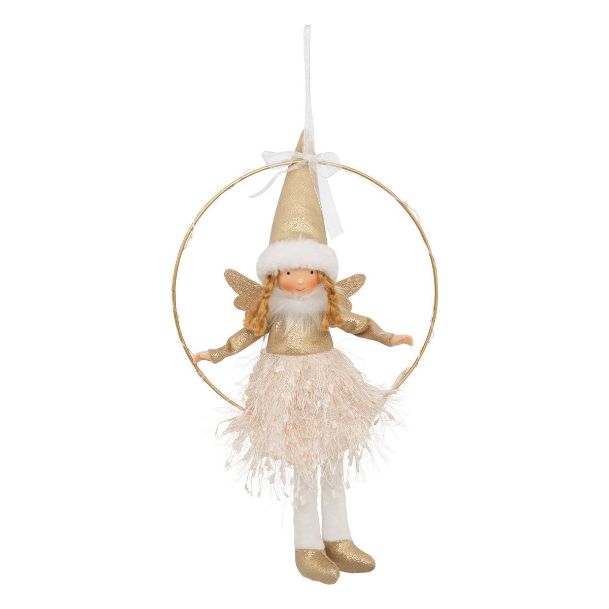 Fée De Noël Lumineuse Dorée Led H. 32 Cm - Feeric Lights & Christmas
