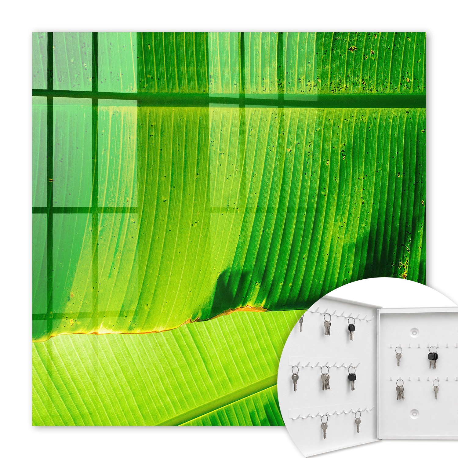 Armoire À Clés - (30 Cm X 30 Cm) - Boîte À Clés Murale - Coffret De Rangement Pour Clés - Couleur Blanche - Ouverture Vers La Gauche - Pour Maison Et Bureau - Lueur Des Feuilles