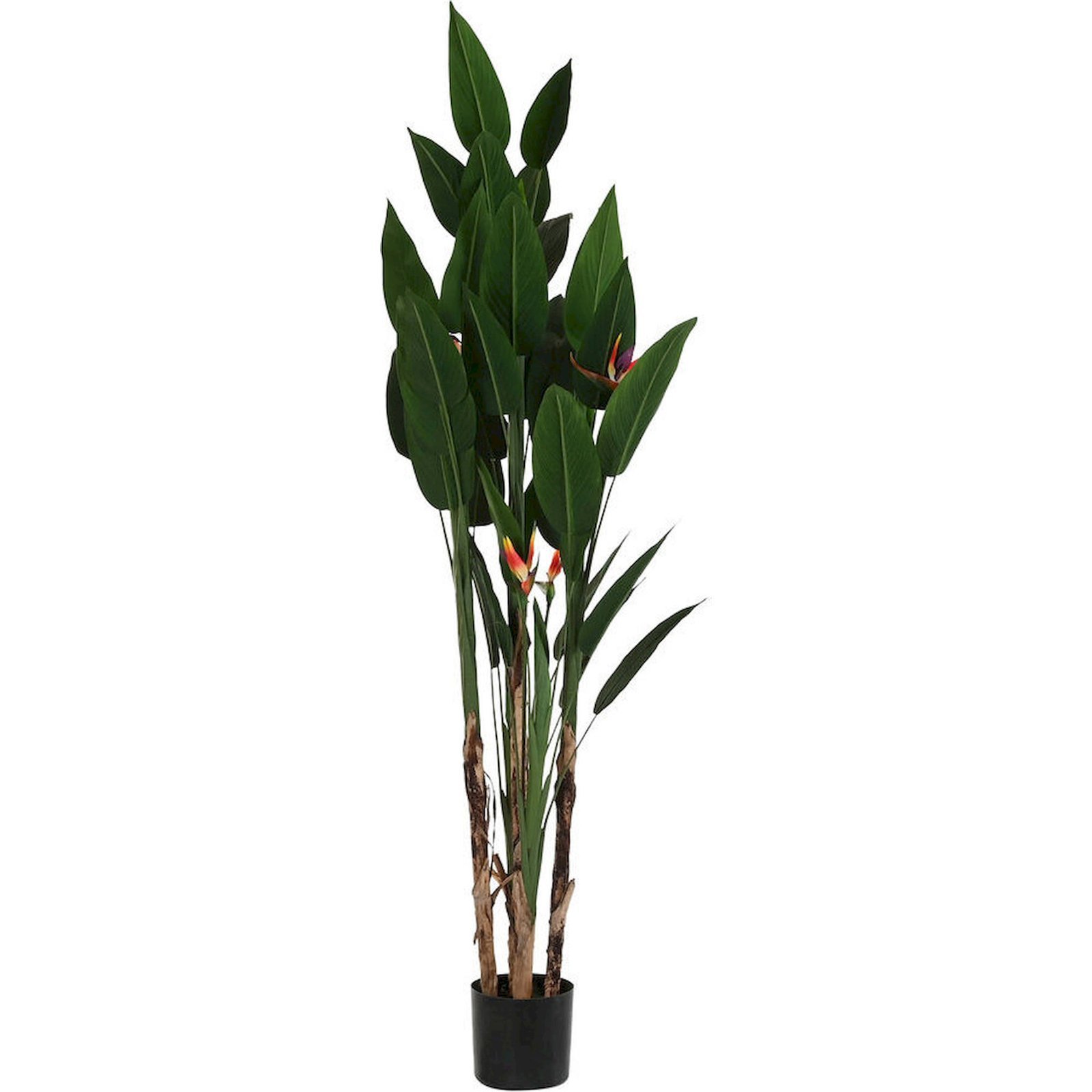 Plante Exotique Verte En Polyester Pour Décoration Terrasse Jardin - Vert Feuillage Et Fleurs Orange