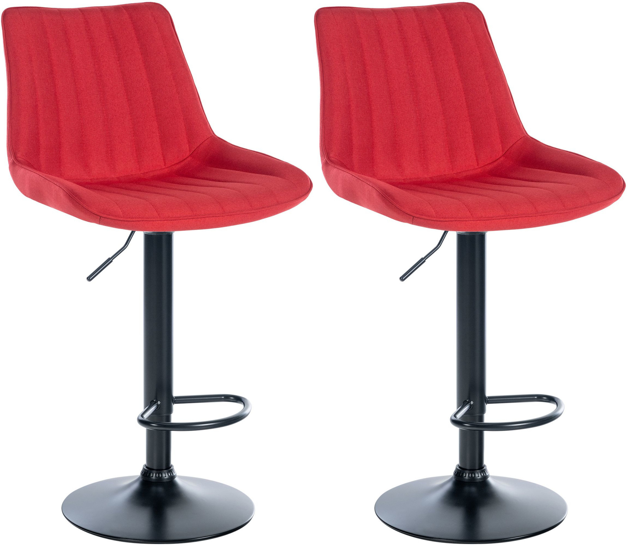 Lot De 2 Tabourets De Bar Toni Tissu Noir Rouge