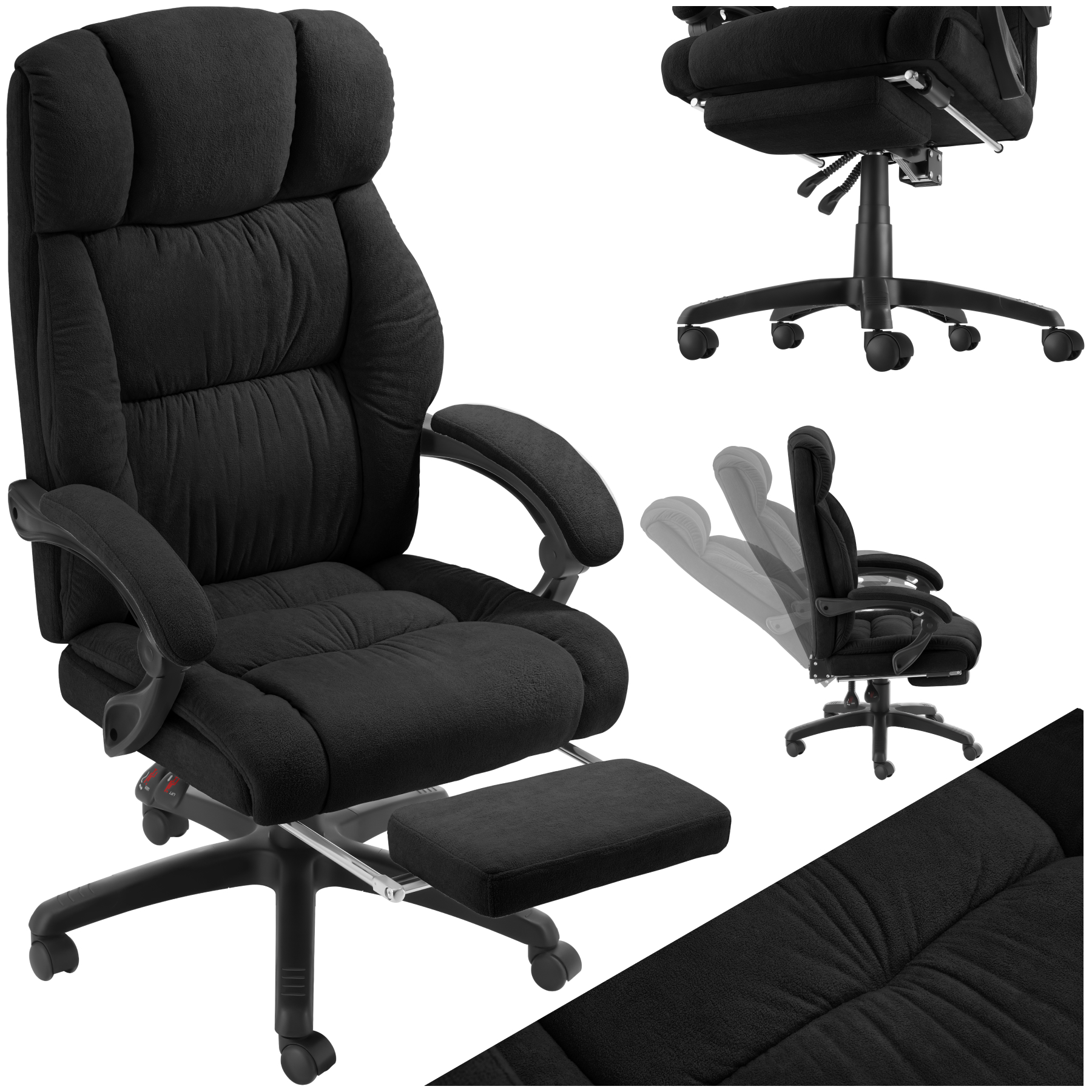 Chaise De Bureau Avec Repose-pieds Et Revêtement En Velours Noir