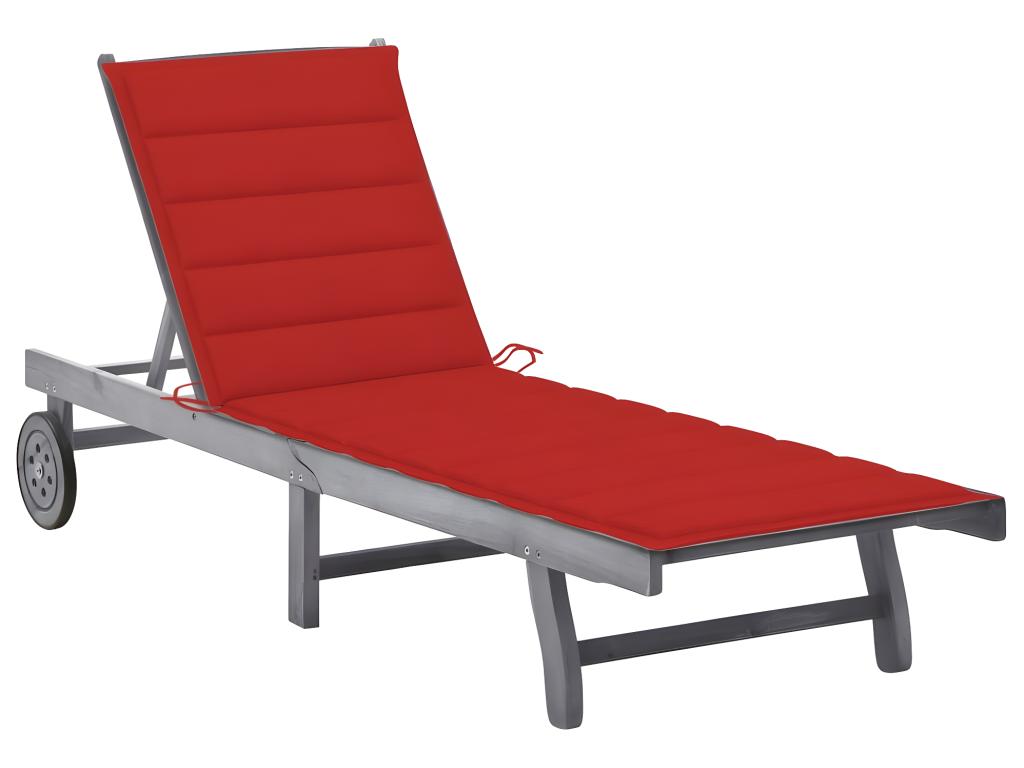 Transat Chaise Longue Bain De Soleil Lit De Jardin Terrasse Meuble D'extérieur Avec Coussin Bois D'acacia Solide Gris 02