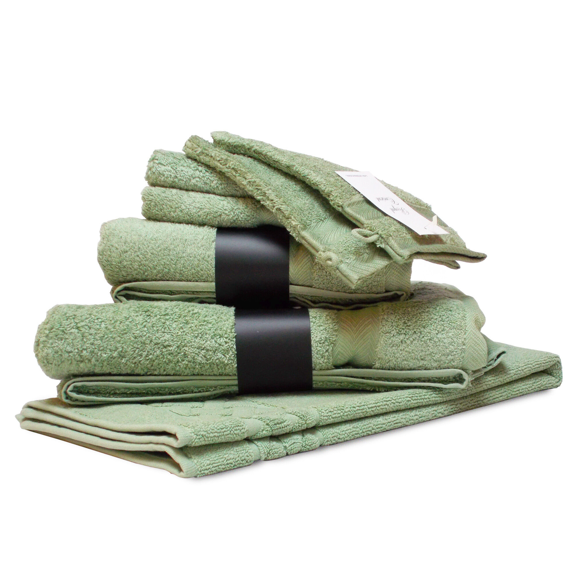 Parure De Bain 7 Pièces Royal Cresent Vert Céladon 650g/m2