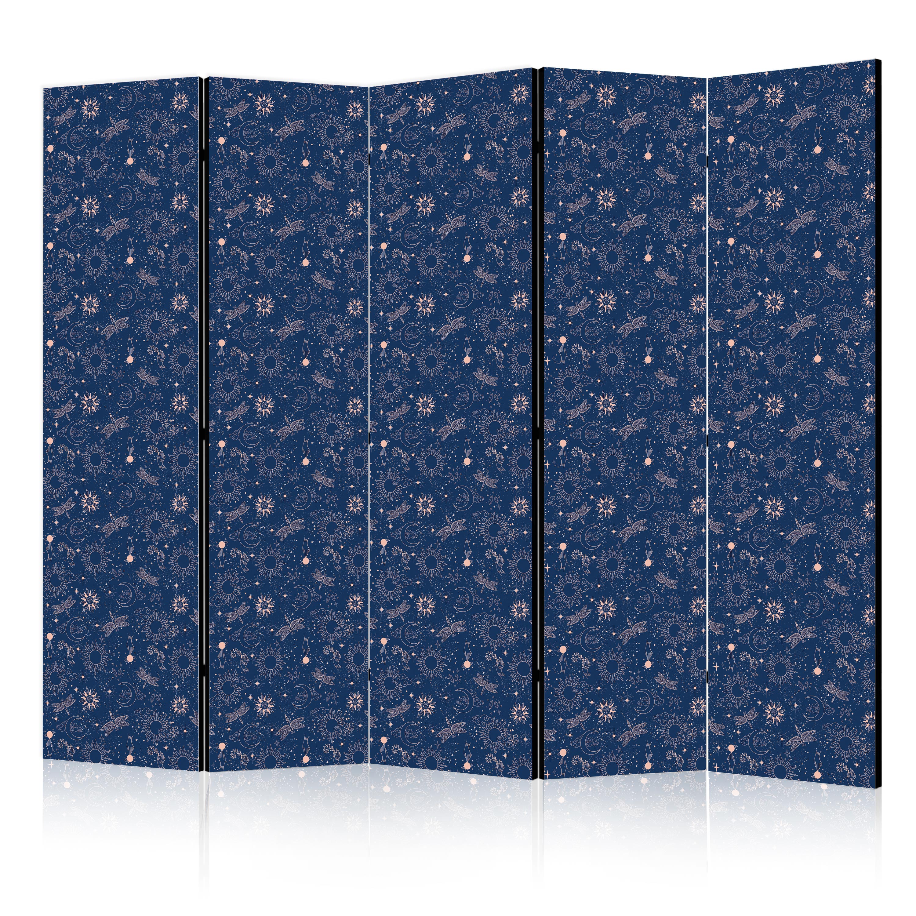 Paravent -motif Avec Soleils Lunes Et Libellulessombre 225x172