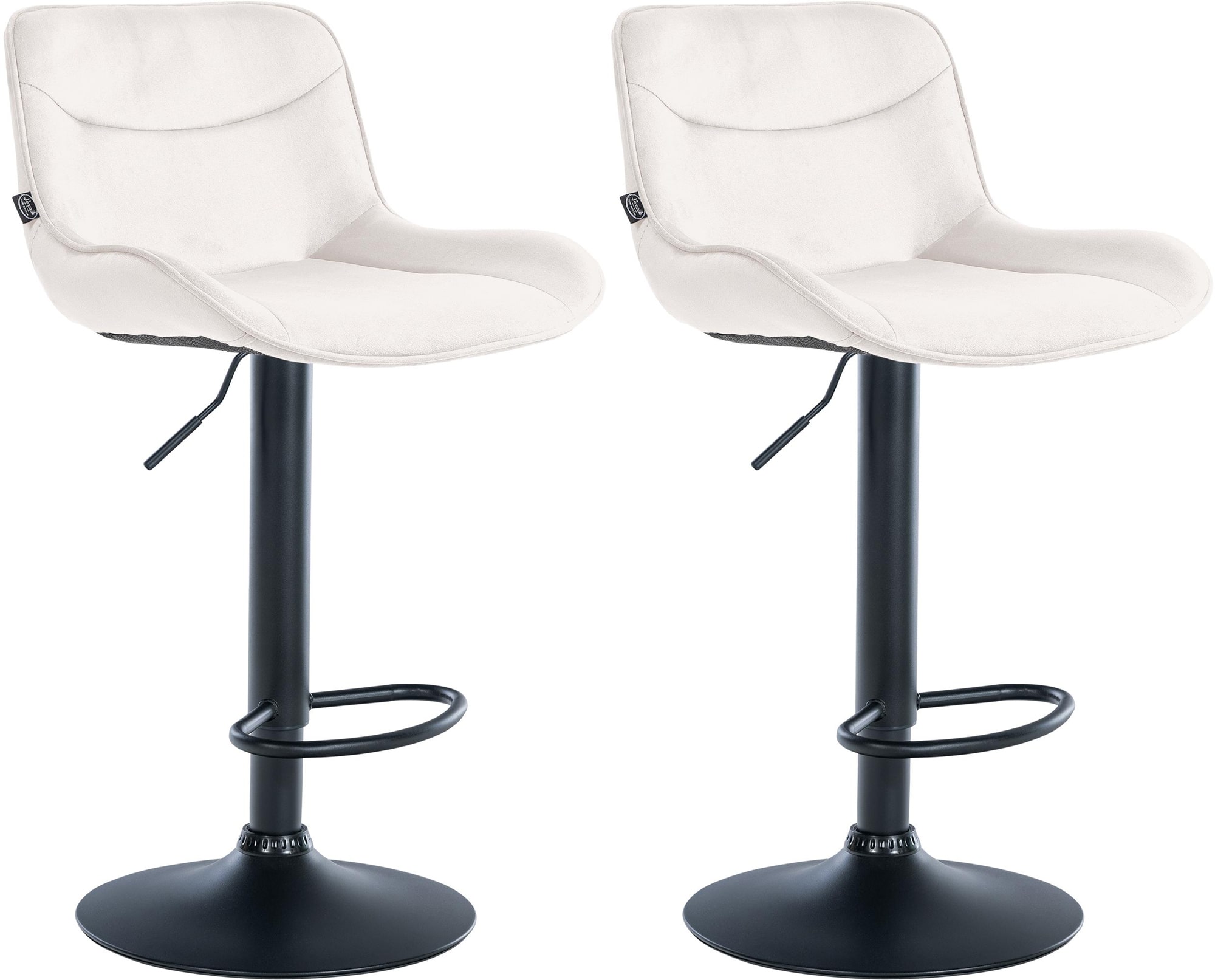 Lot De 2 Tabourets De Bar Vonore Velours Noir Crème