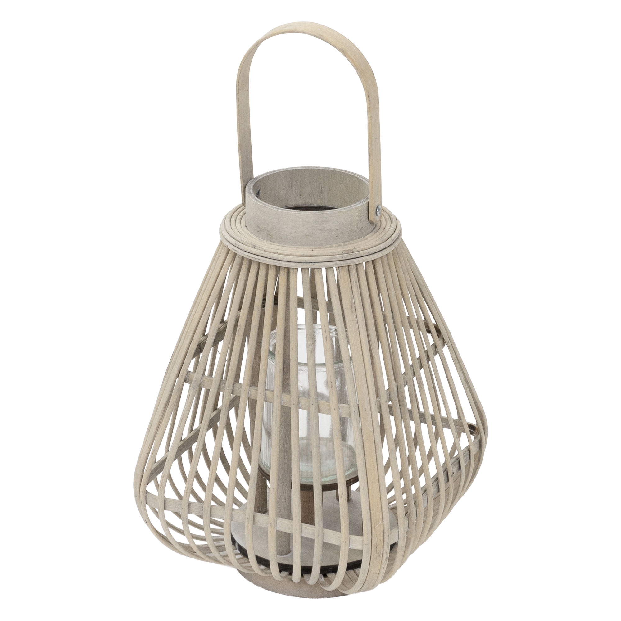 Ecd Germany Lanterne En Bambou 42,5 Cm Photophore Naturel Avec Poignée Et Insert En Verre Style Bohème Pour Jardin Ou Salon Porte-bougie Tressé Décoratif Extérieur Et Intérieur Ambiance Chaleureuse