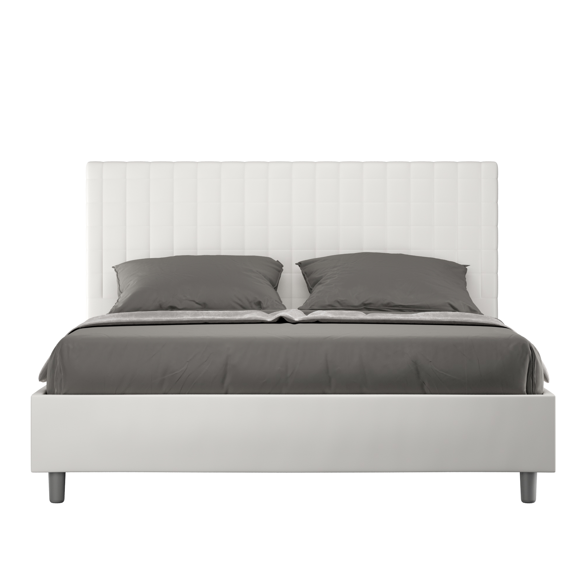 Lit Sans Sommier Rembourré 160x190 Similicuir Blanc Sunny