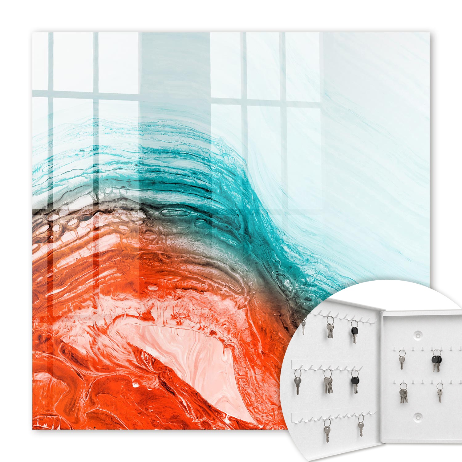 Armoire À Clés - (30 Cm X 30 Cm) - Boîte À Clés Murale - Coffret De Rangement Pour Clés - Couleur Blanche - Ouverture Vers La Gauche - Pour Maison Et Bureau - Émotions Colorées