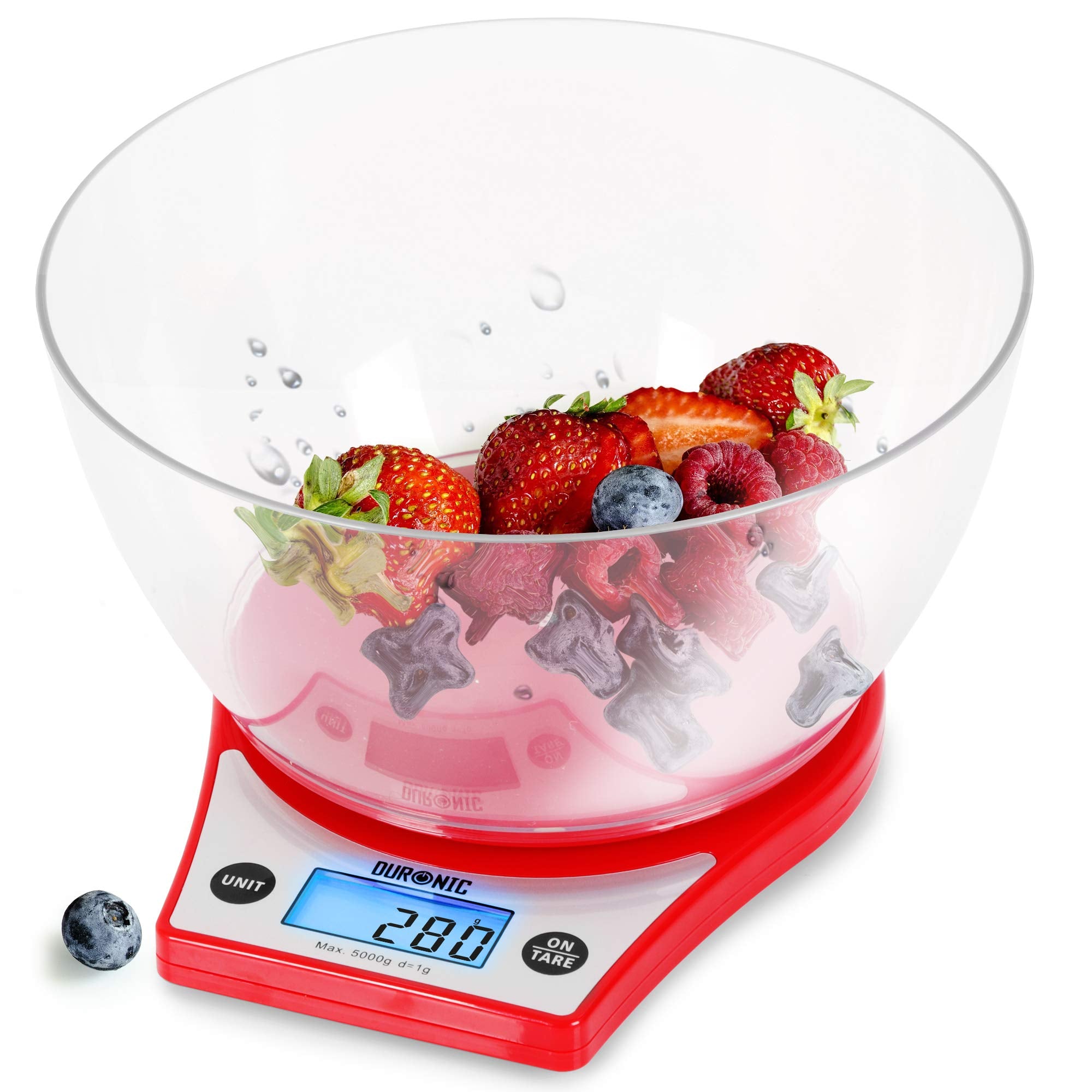 Balance De Cuisine Capacité De 5kg Affichage Numérique Fonction D'ajout De Poids Précision À 1g Duronic Ks6000 Rd