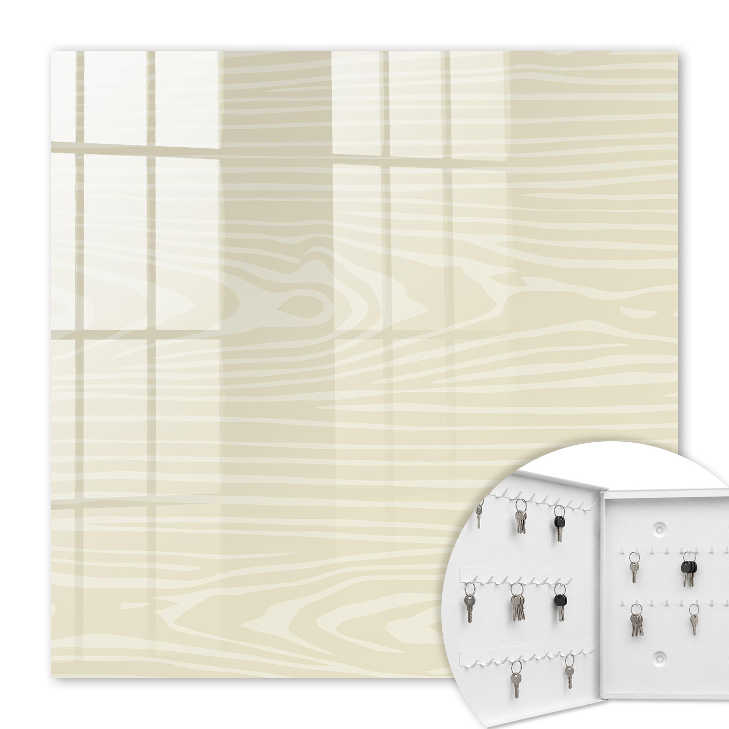 Armoire À Clés - (30 Cm X 30 Cm) - Boîte À Clés Murale - Coffret De Rangement Pour Clés - Couleur Blanche - Ouverture Vers La Gauche - Pour Maison Et Bureau - Structure En Bois