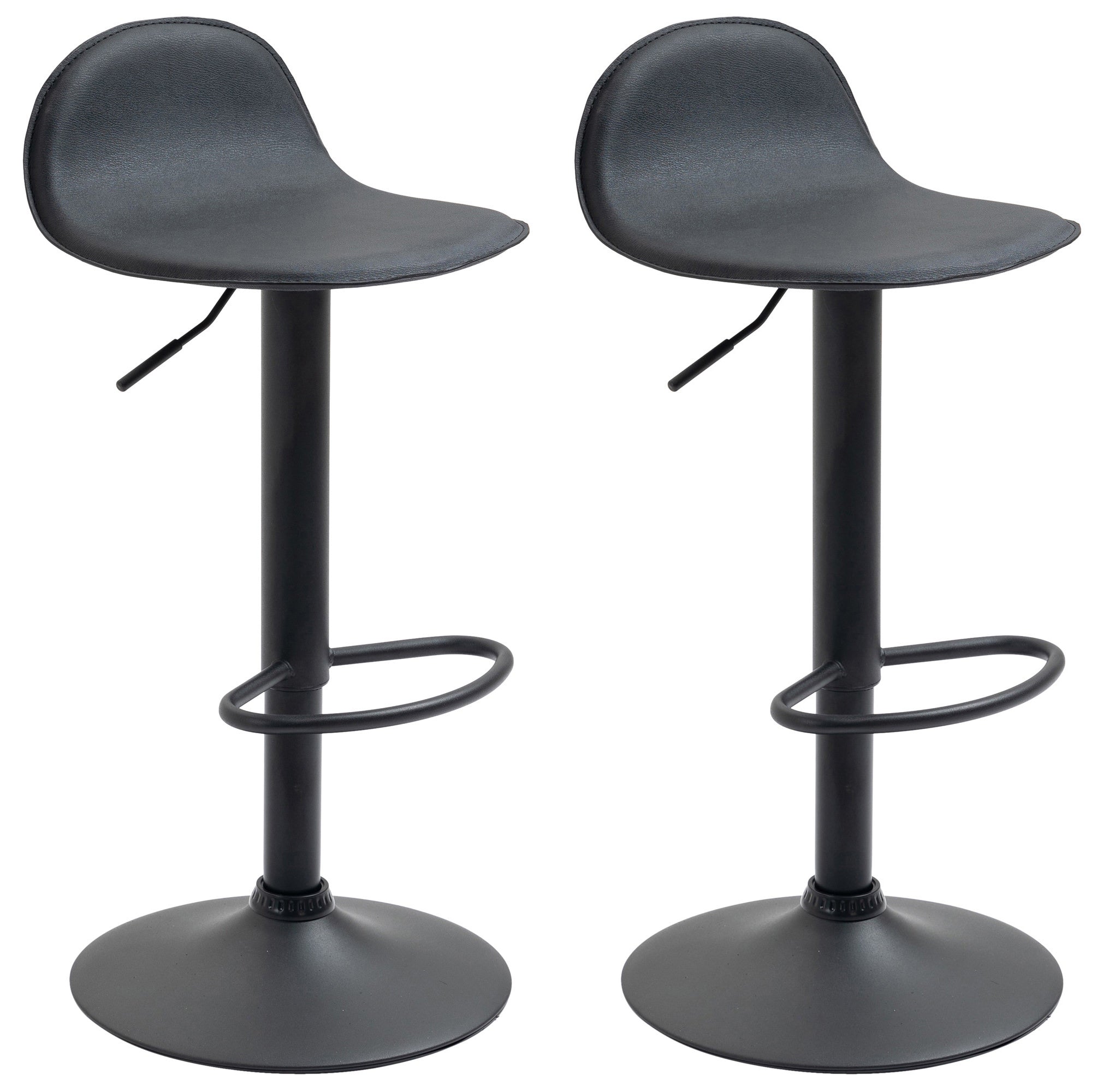 Lot De 2 Tabourets De Bar Avec Repose-pieds En Pvc Noir Pied Trompète En 10_0004261