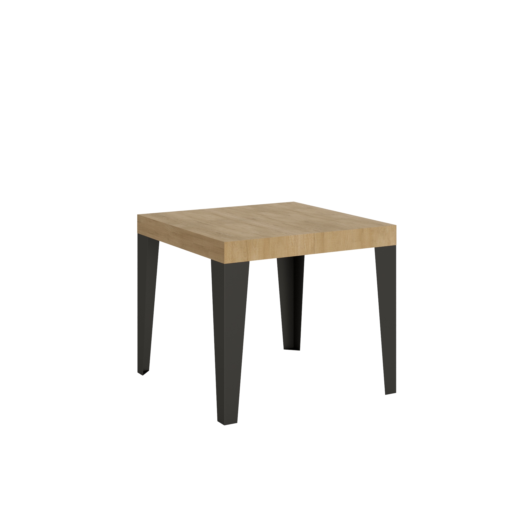 Table Extensible 90x90/246 Cm Chêne Flamme Nature Structure Anthracite
