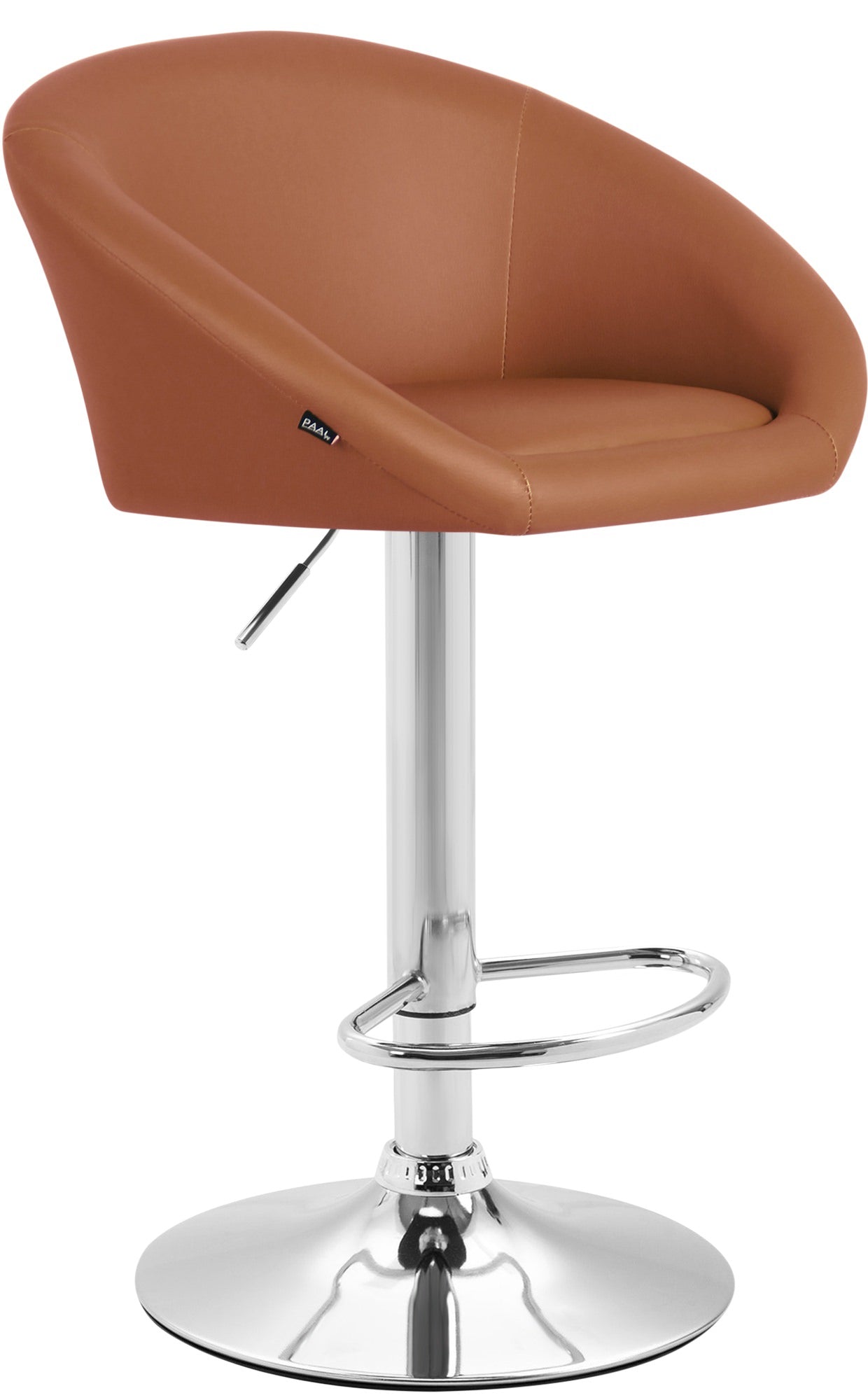 Tabouret De Bar X1 Réglable Et Pivotant Dossier Arrondi En Pvc Marron Clair Piètemet 10_0005208