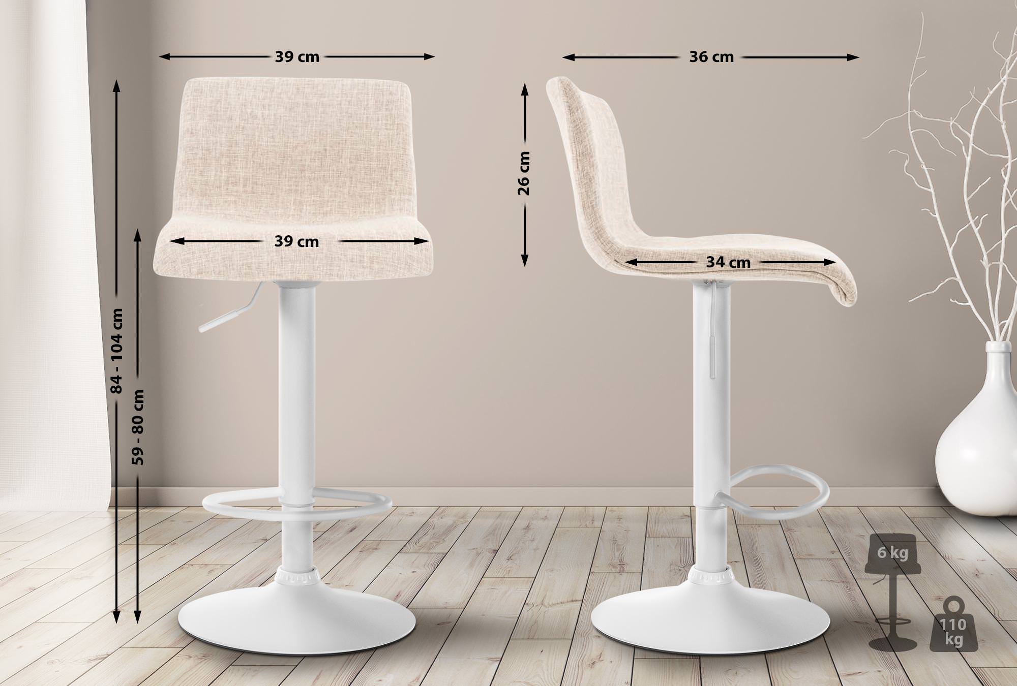 Tabouret De Bar Hoover Tissu W Crème