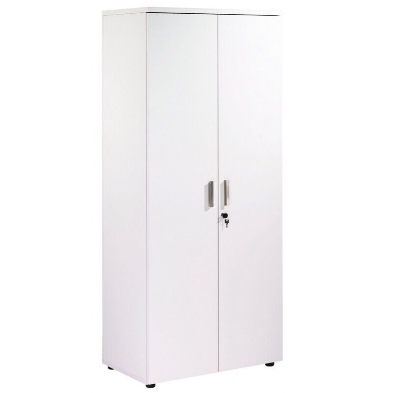 Armoire Haute De Bureau Beaux Meubles Pas Chers Ineo 2 Portes 80 X 180,4 X 47,3 Cm Blanc Mélaminé