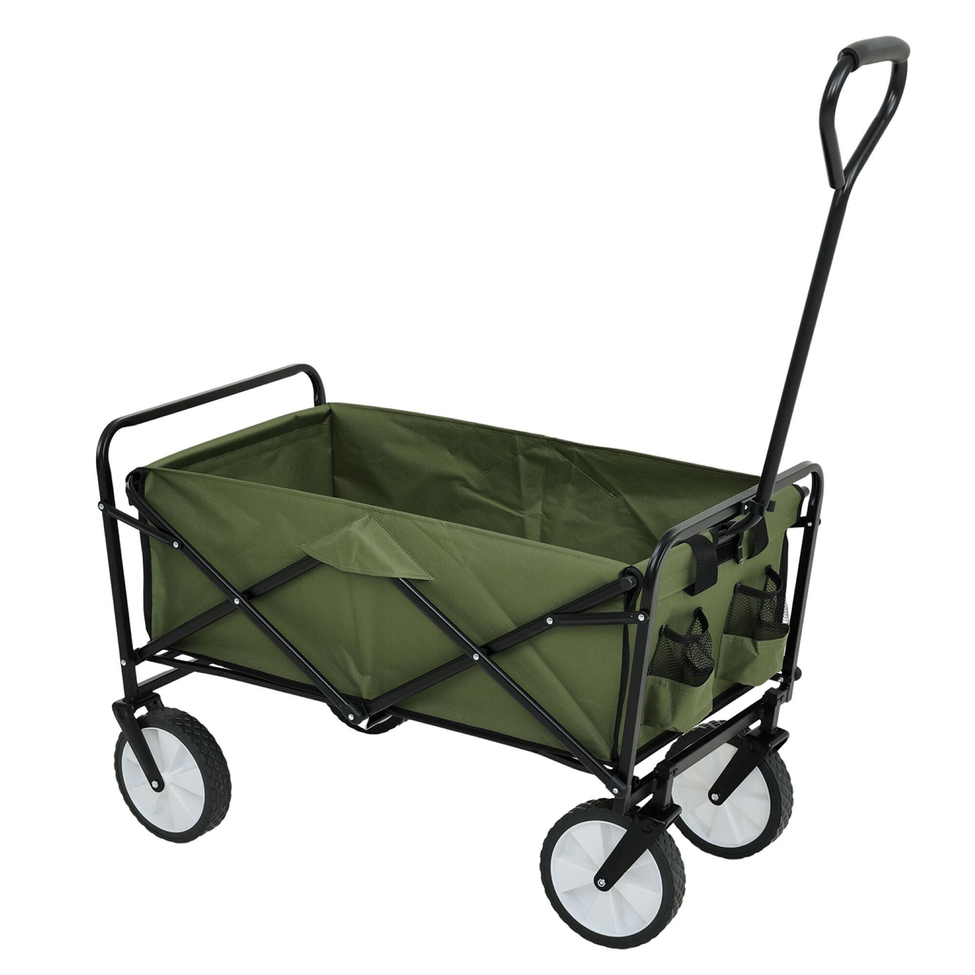 Chariot Pliant De Plage Avec Roues En Plastique Et Capacité De Charge Maximale De 110 Kg En Vert
