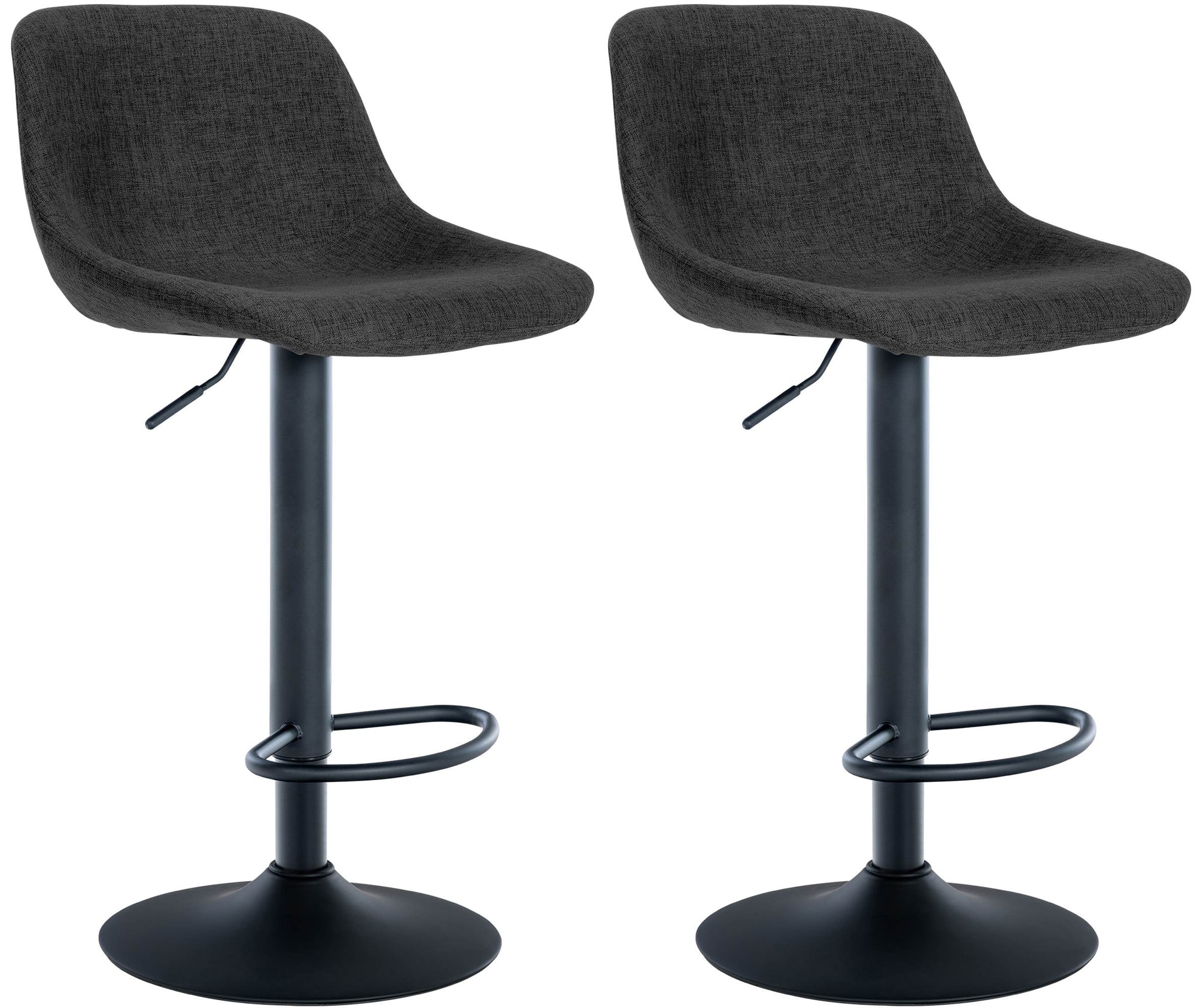Lot De 2 Tabourets De Bar Loft Tissu Noir