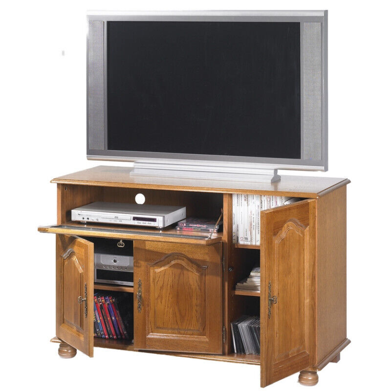 Meuble Tv Beaux Meubles Pas Chers Chêne 55 Pouces 3 Portes 6 Niches Marron