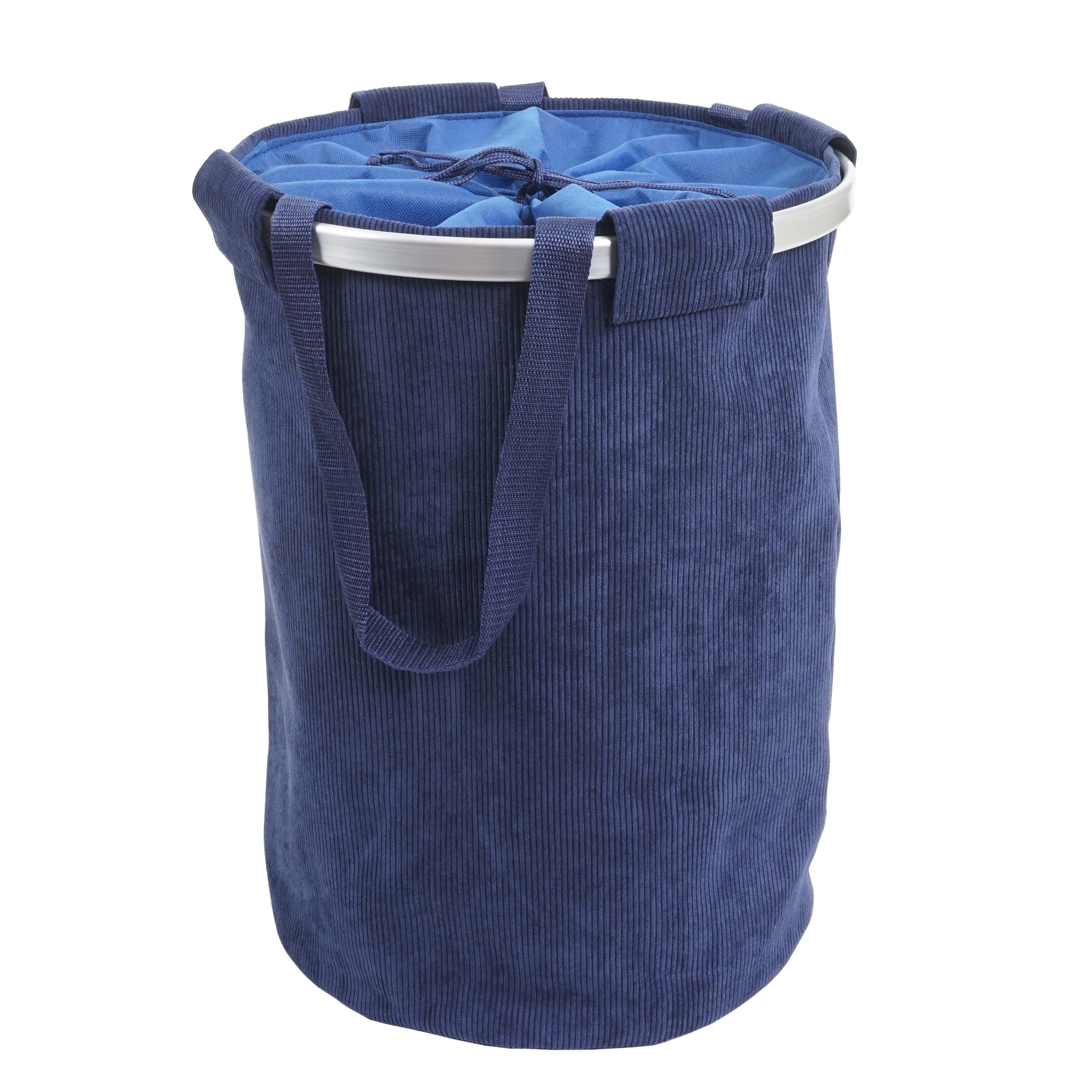 Panier À Linge Corbeille Avec Cordon De Serrage 55x39cm 65l Velours Bleu 04_0001297