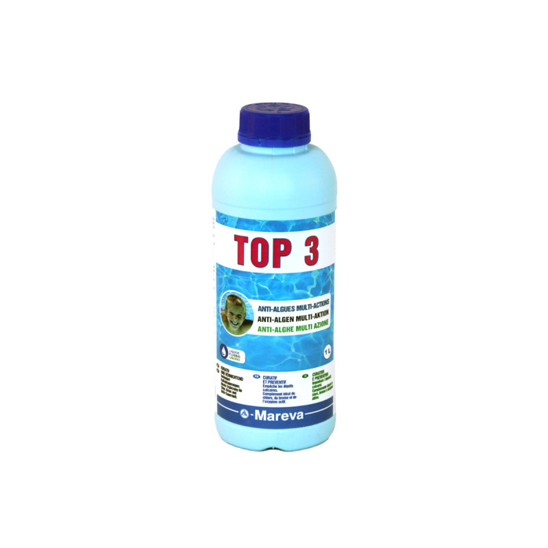 Anti-algues Multi-actions Mareva Pour Piscine - Top 3 Non Moussant - 1l - 150038u