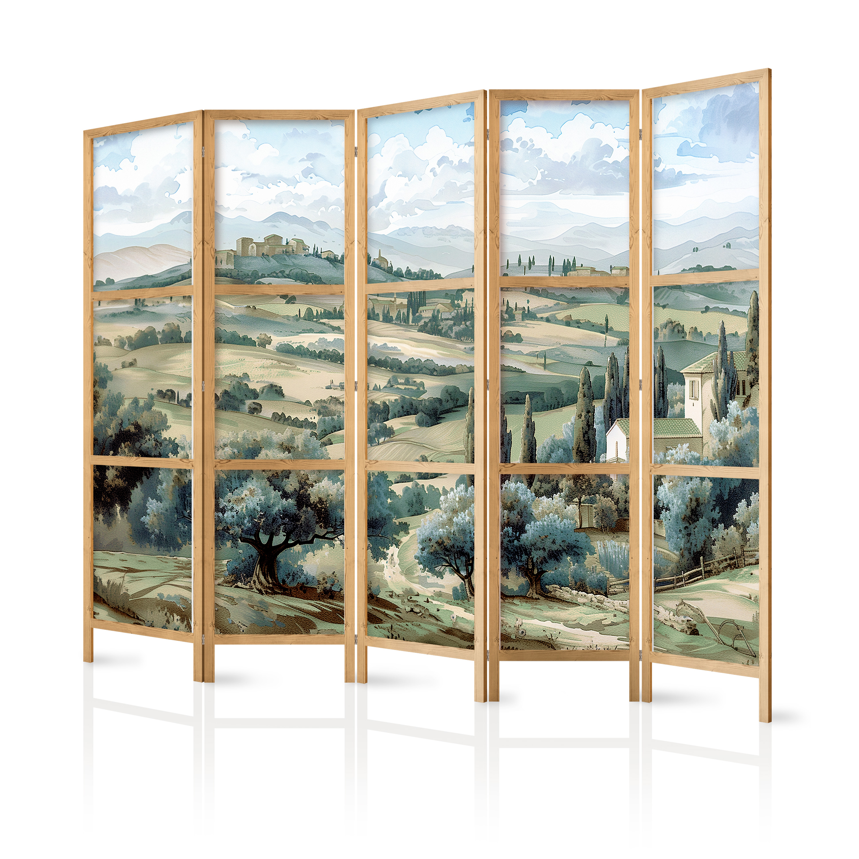 Paravent Japonais - Vue Ensoleillée De La Toscane. 225x172