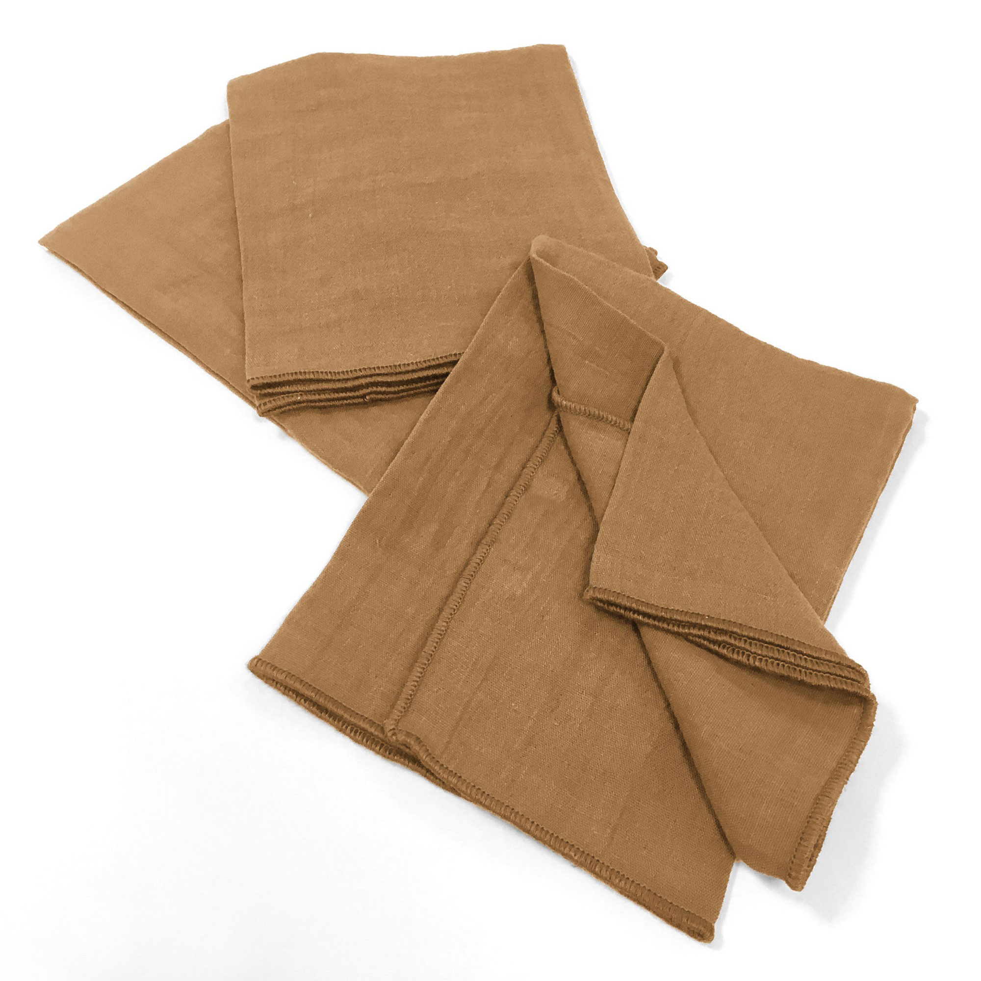 Lot De 3 Serviettes 40x40 Gaze De Coton Camel