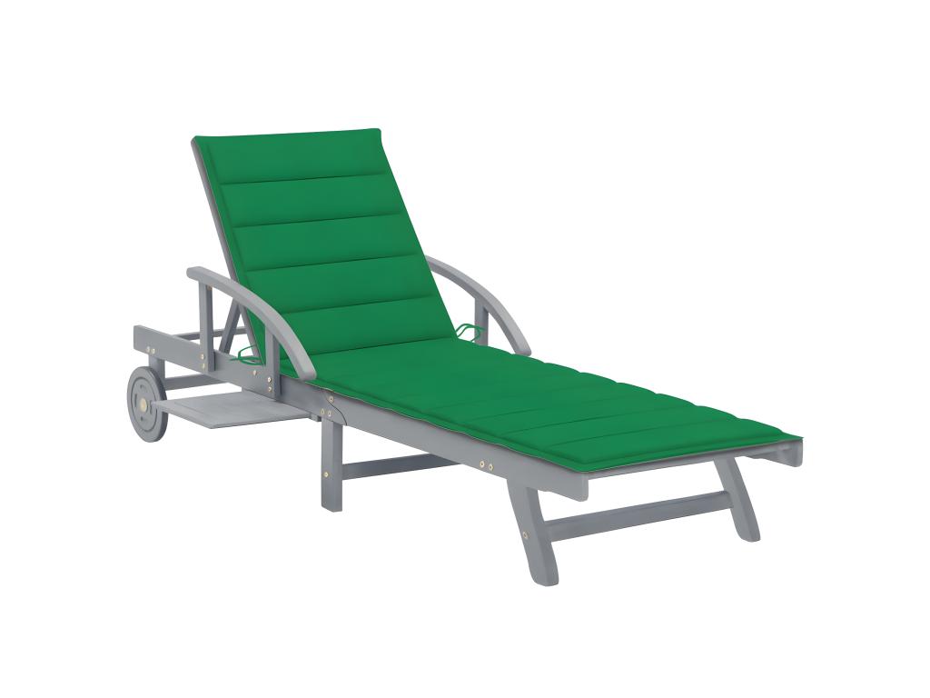 Transat Chaise Longue Bain De Soleil Lit De Jardin Terrasse Meuble D'extérieur 200 Cm Avec Coussin Bois D'acacia Solide