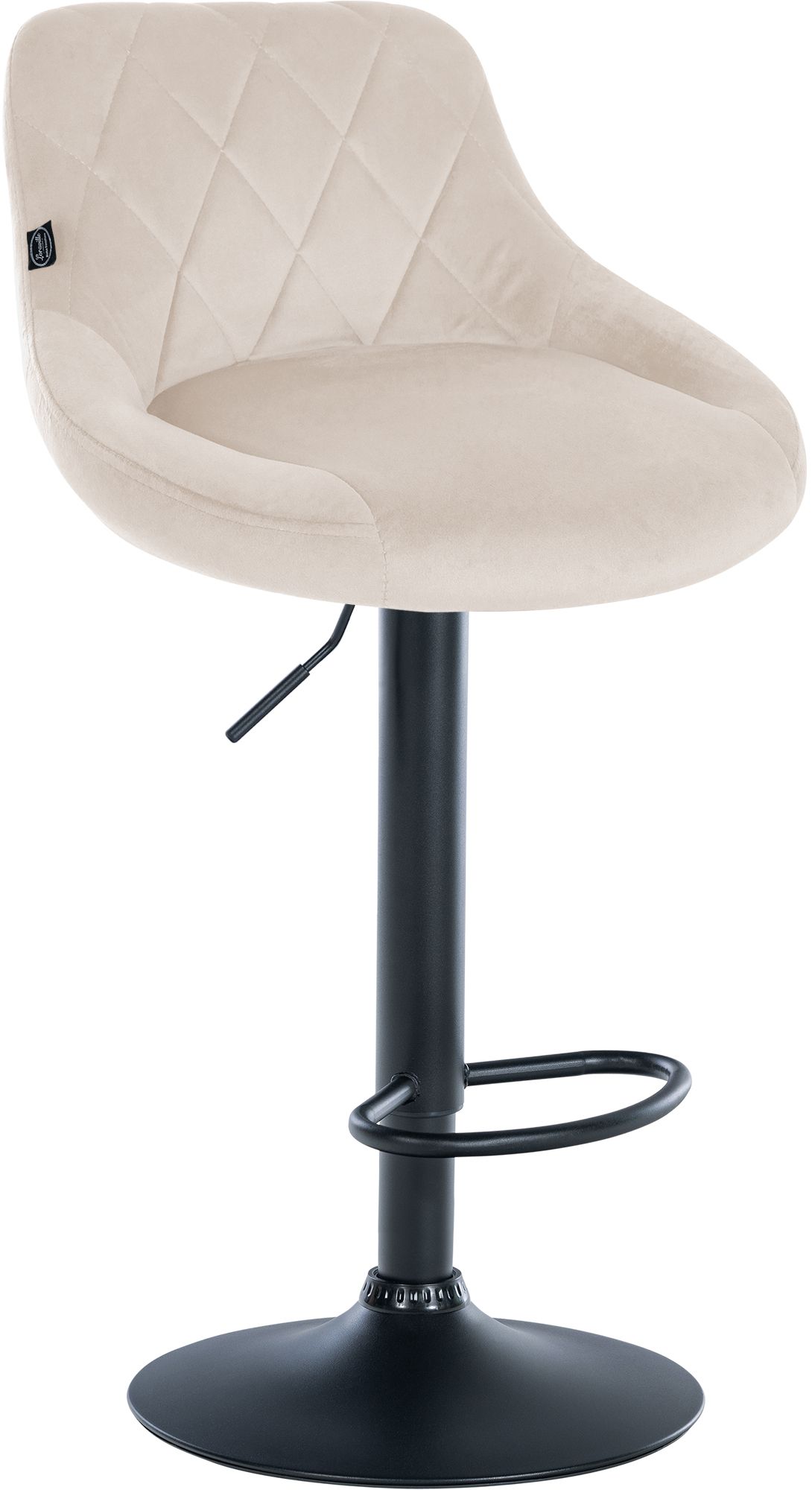 Tabouret De Bar Lazio Velours Noir Crème