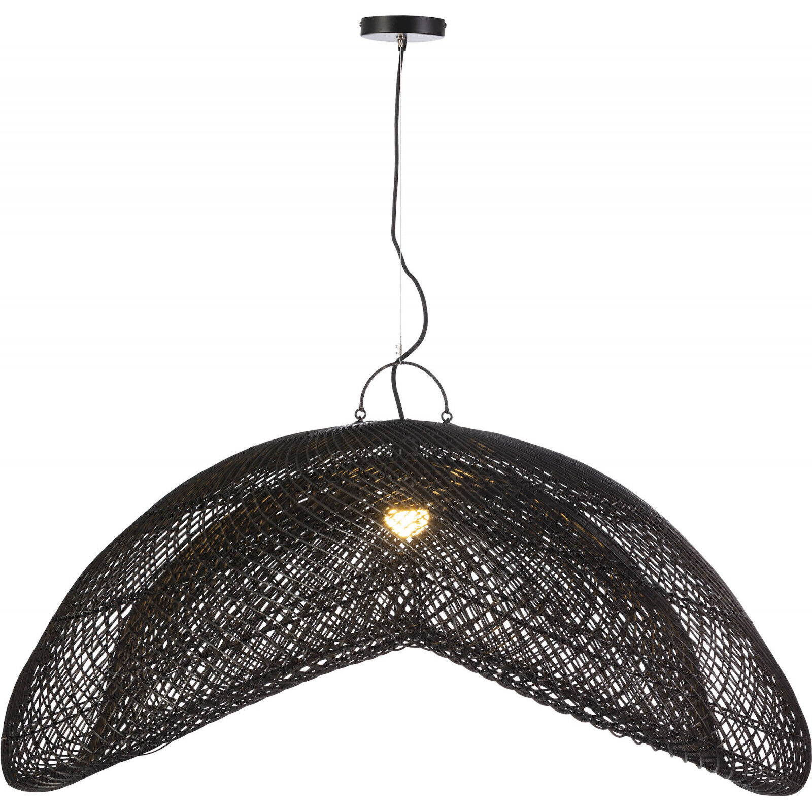Suspension Design Élégance Rotin Noir - Noir Chic En Rotin Tressé