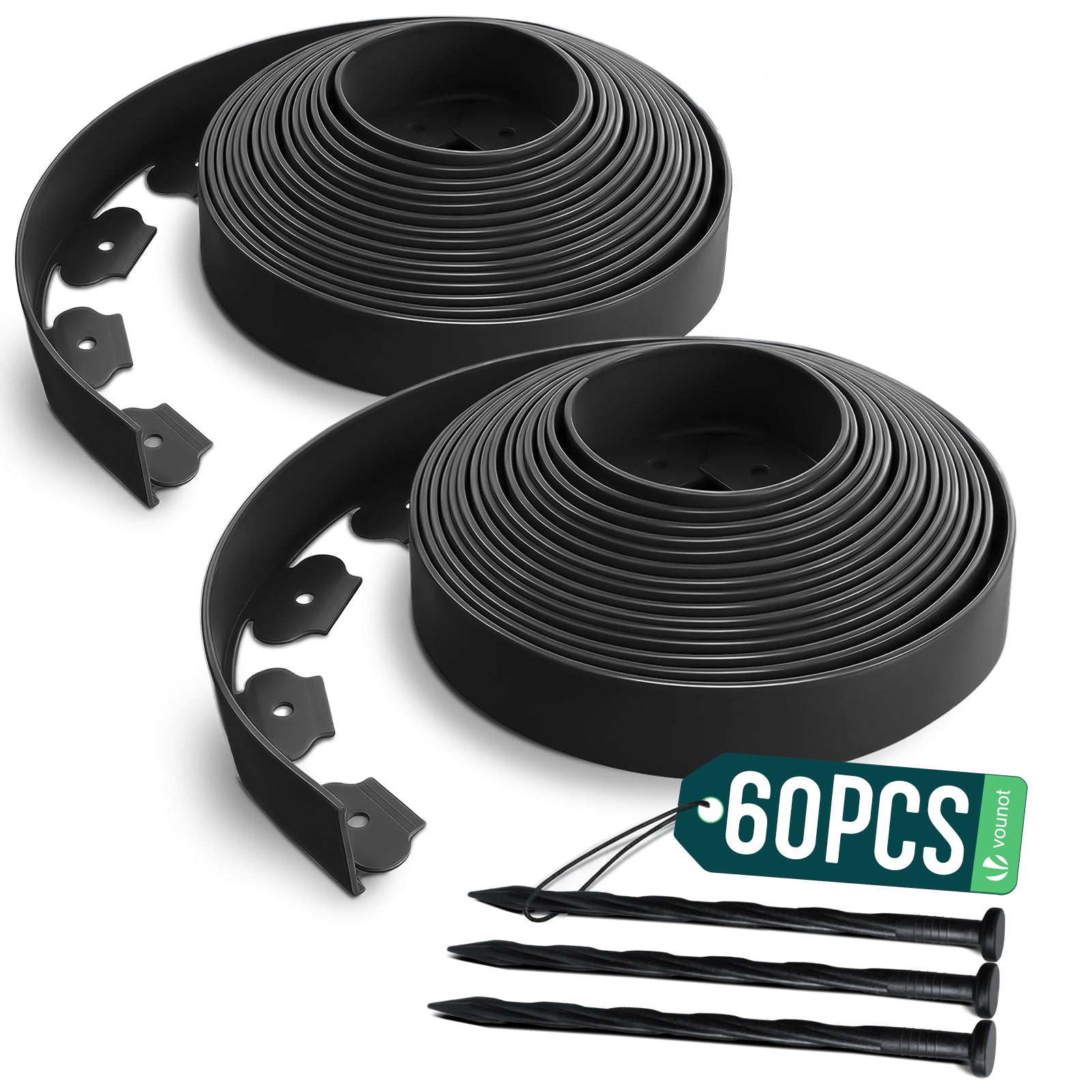 Vounot Bordure De Jardin Plastique Flexible 20m Avec Piquets Noir