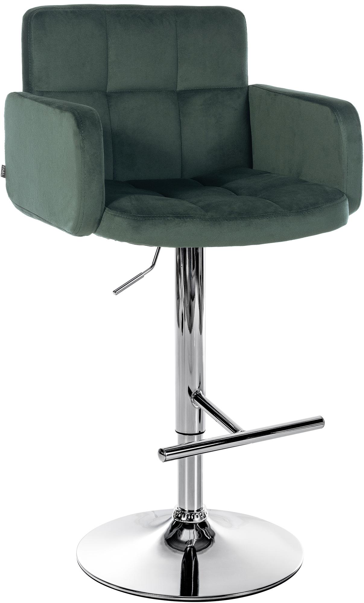 Tabouret De Bar Los Angeles Velours Chrome Vert Foncé