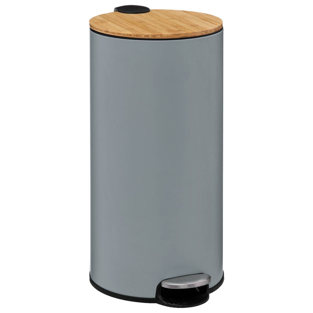Poubelle Couvercle Bambou 30l Modern Color Gris - 5five