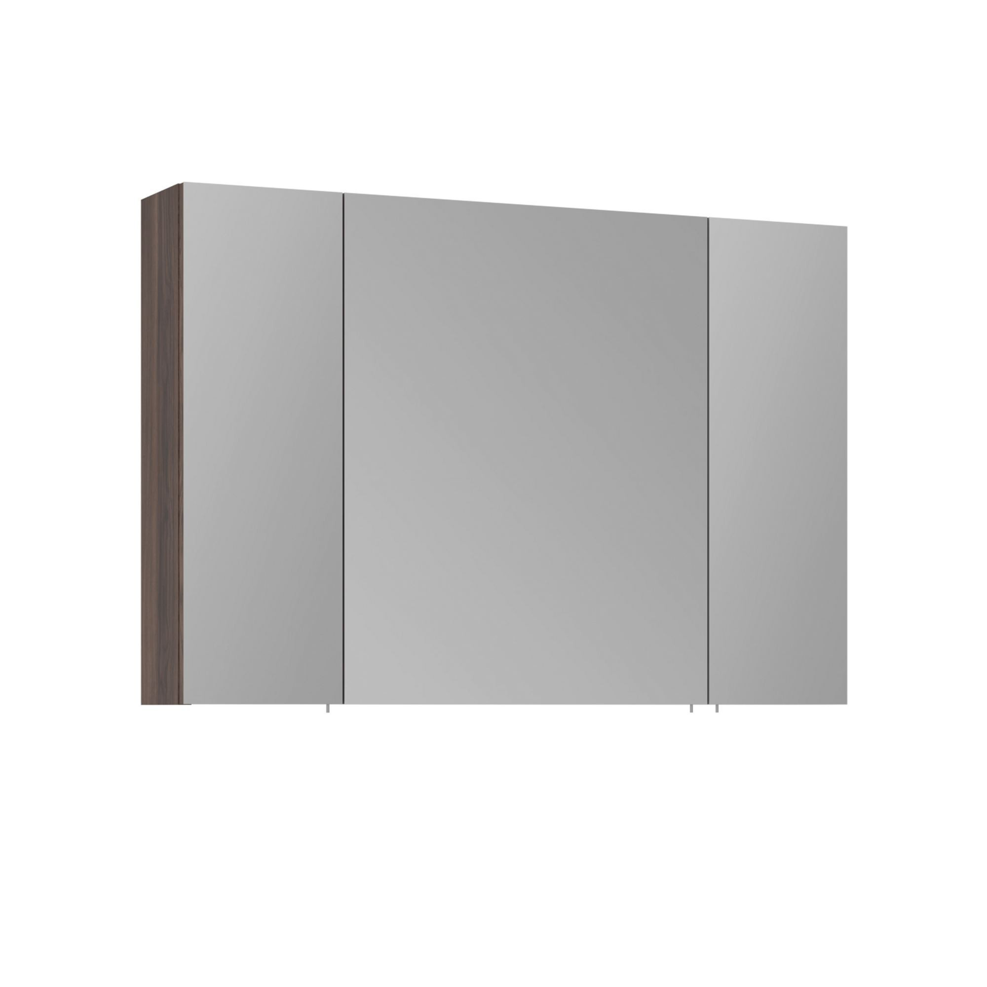 Meuble Salle De Bain Avec Miroir "side 100" - 100 X 16 X 66 Cm - Dark Walnut