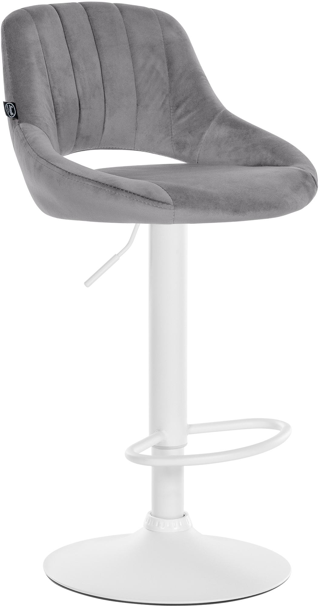Tabouret De Bar Milet Velours Blanc Gris Foncé