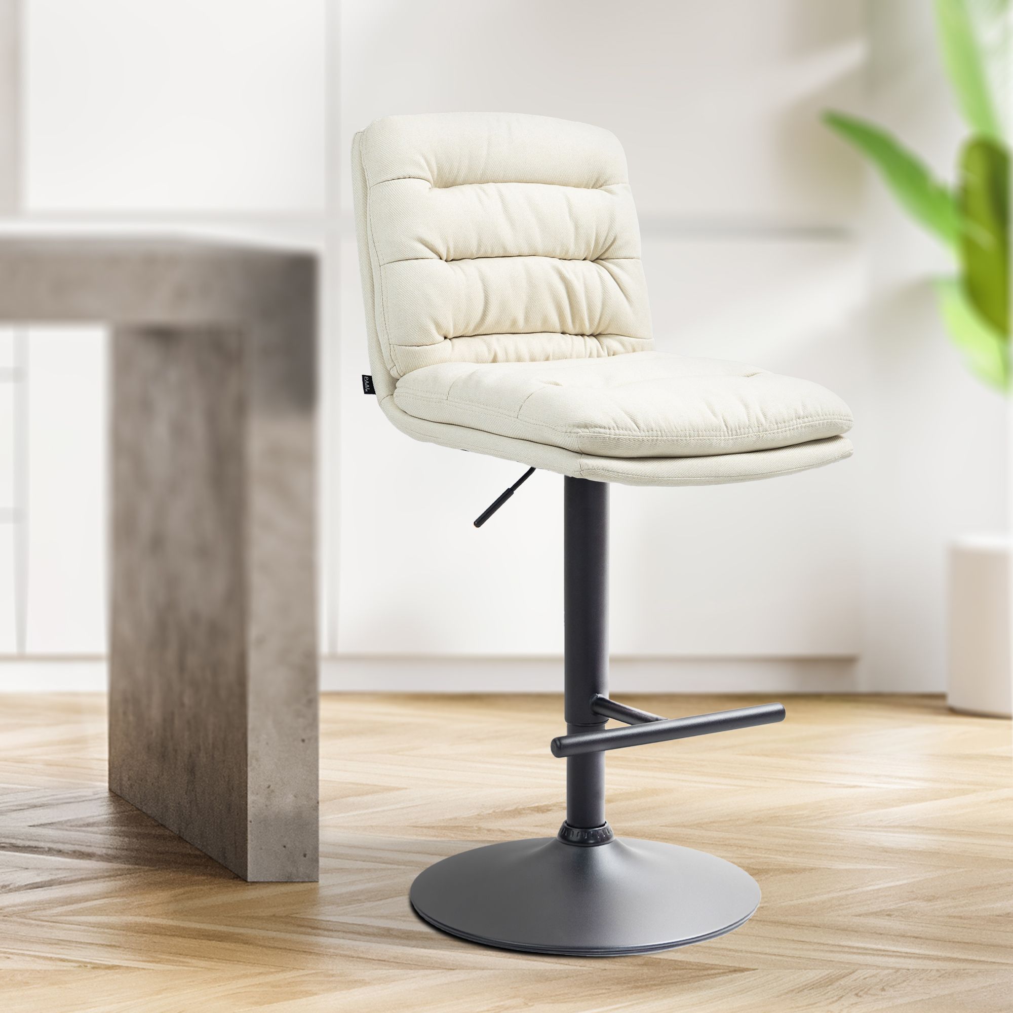 Tabouret De Bar Damar Tissu Noir Crème