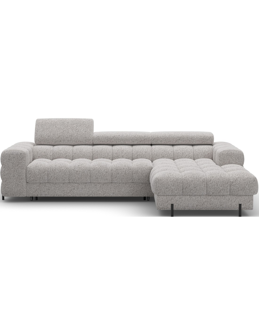Canapé D'Angle Droit Convertible Gris Chiné Élégance Moderne 285x99x181cm Filtro