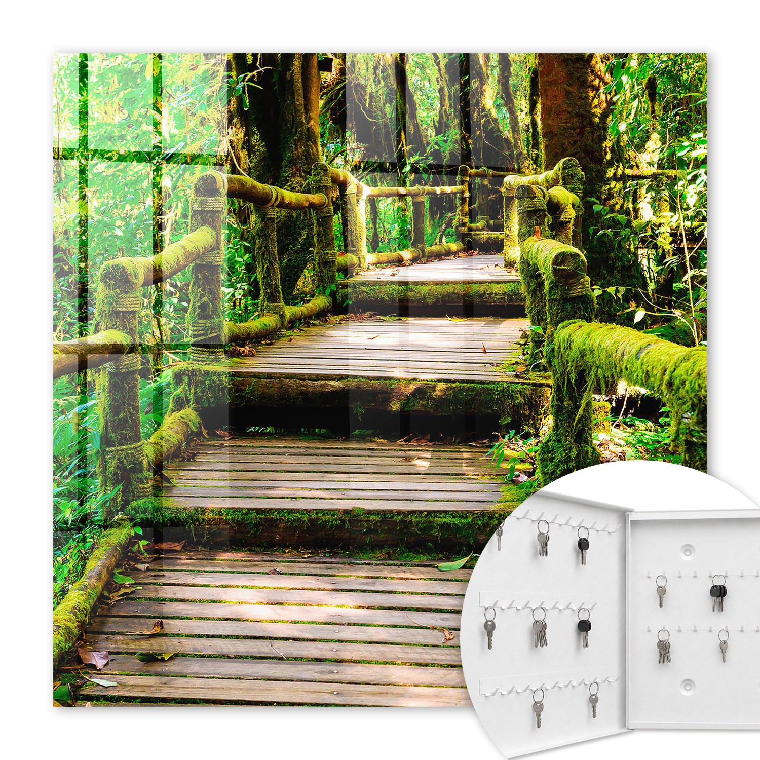 Armoire À Clés - (30 Cm X 30 Cm) - Boîte À Clés Murale - Coffret De Rangement Pour Clés - Couleur Blanche - Ouverture Vers La Gauche - Pour Maison Et Bureau - Pont Forestier