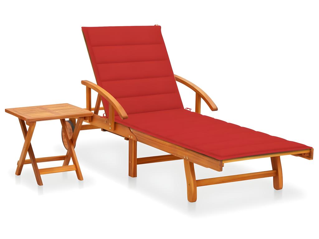 Transat Chaise Longue Bain De Soleil Lit De Jardin Terrasse Meuble D'extérieur Avec Table Et Coussin Bois D'acacia 02_00