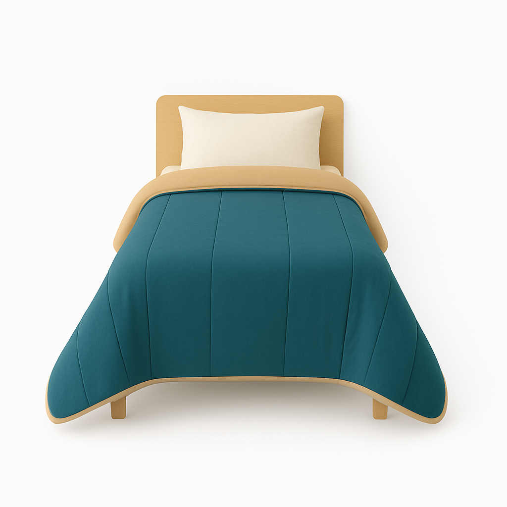 Couette Légère Sable/bleu Canard - 1 Personne 140 X 200 - Spécial Été - Mortreux