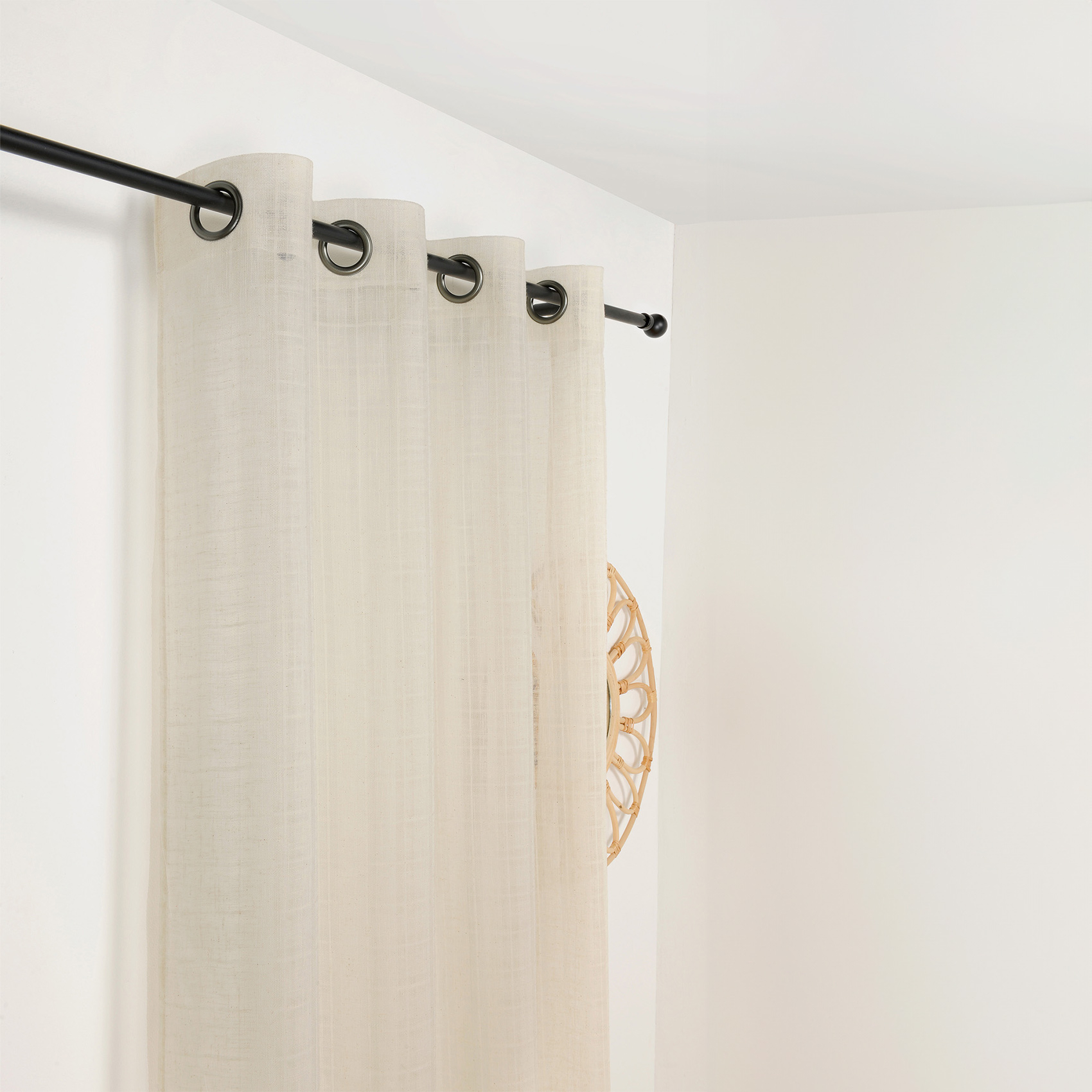 Voilage Linder Kelsch Œillets Carreaux Alsaciens 145 X 260 Cm Blanc 60% Polyester 40% Coton