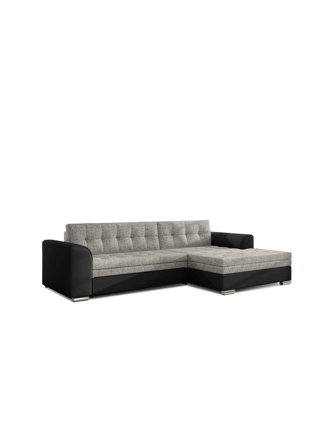 Canapé D'Angle Convertible Conforto 4 Places Gris Et Noir - Angle Droit