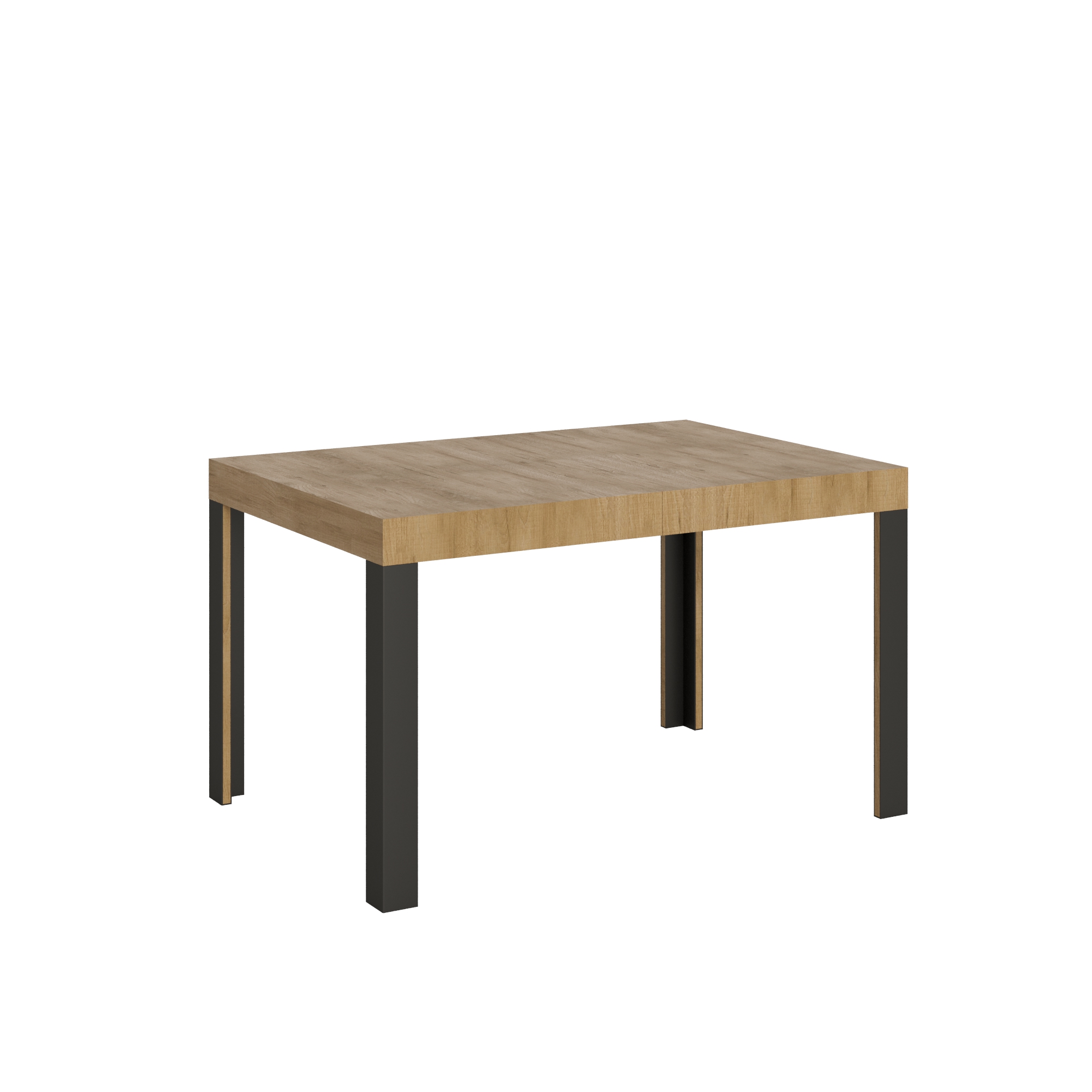 Table Extensible 90x120/224 Cm Ligne Chêne Nature Structure Anthracite