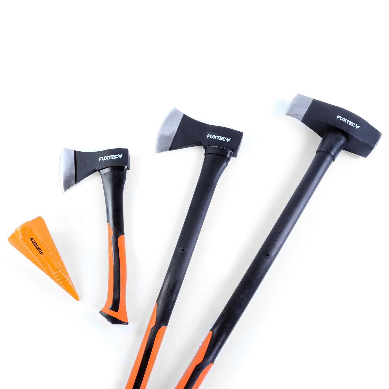 Set De Hachettes Bois Acier Forgé - Fuxtec Fx-ax4 - Avec Coin Fendeur