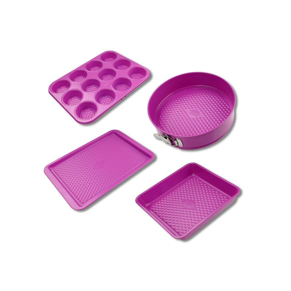 Ensemble De 4 Moules - Fackelmann - Tasty Pâtisserie - 23 A 38 Cm - Fuchsia