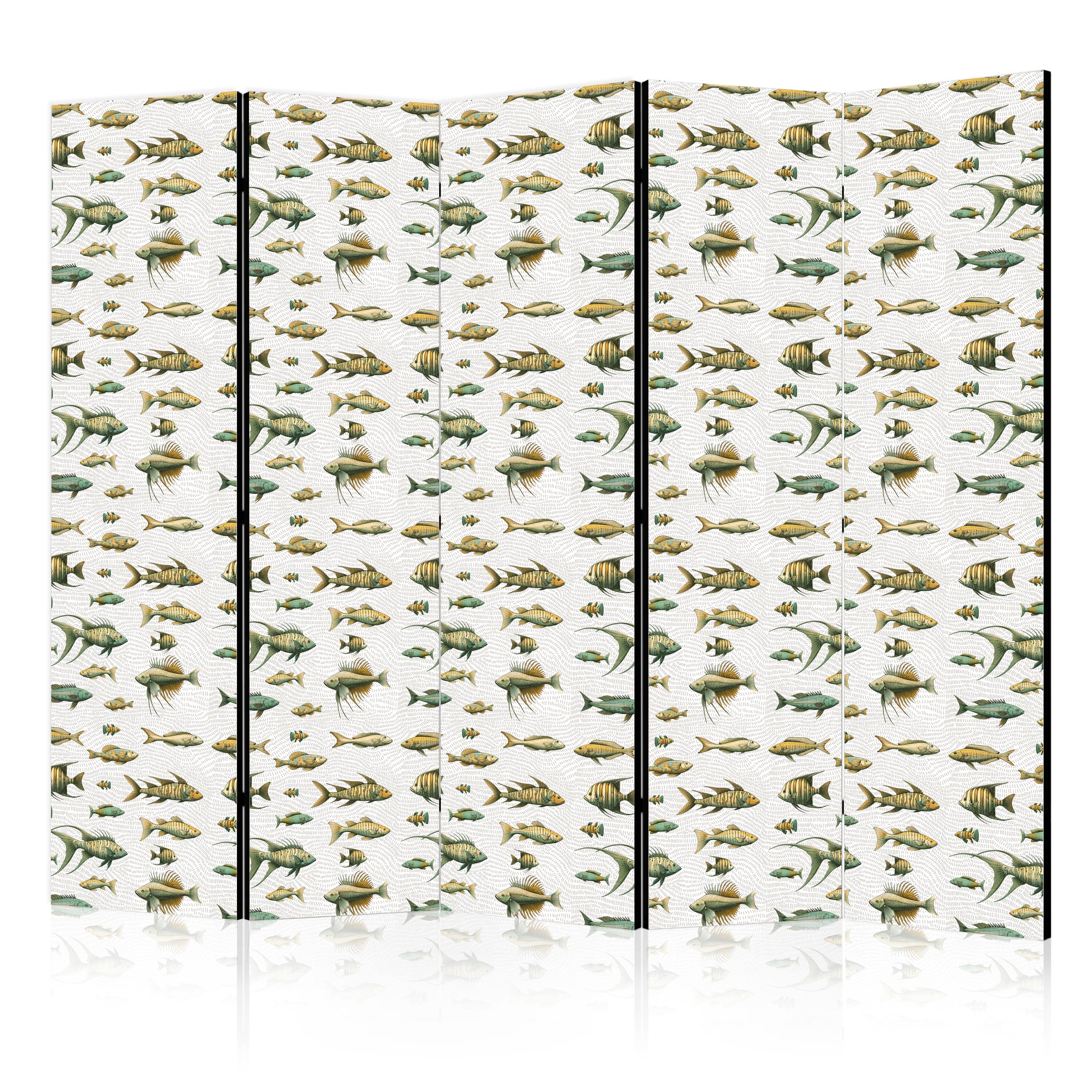 Paravent -un Groupe De Poissonsde Stries Beiges 225x172