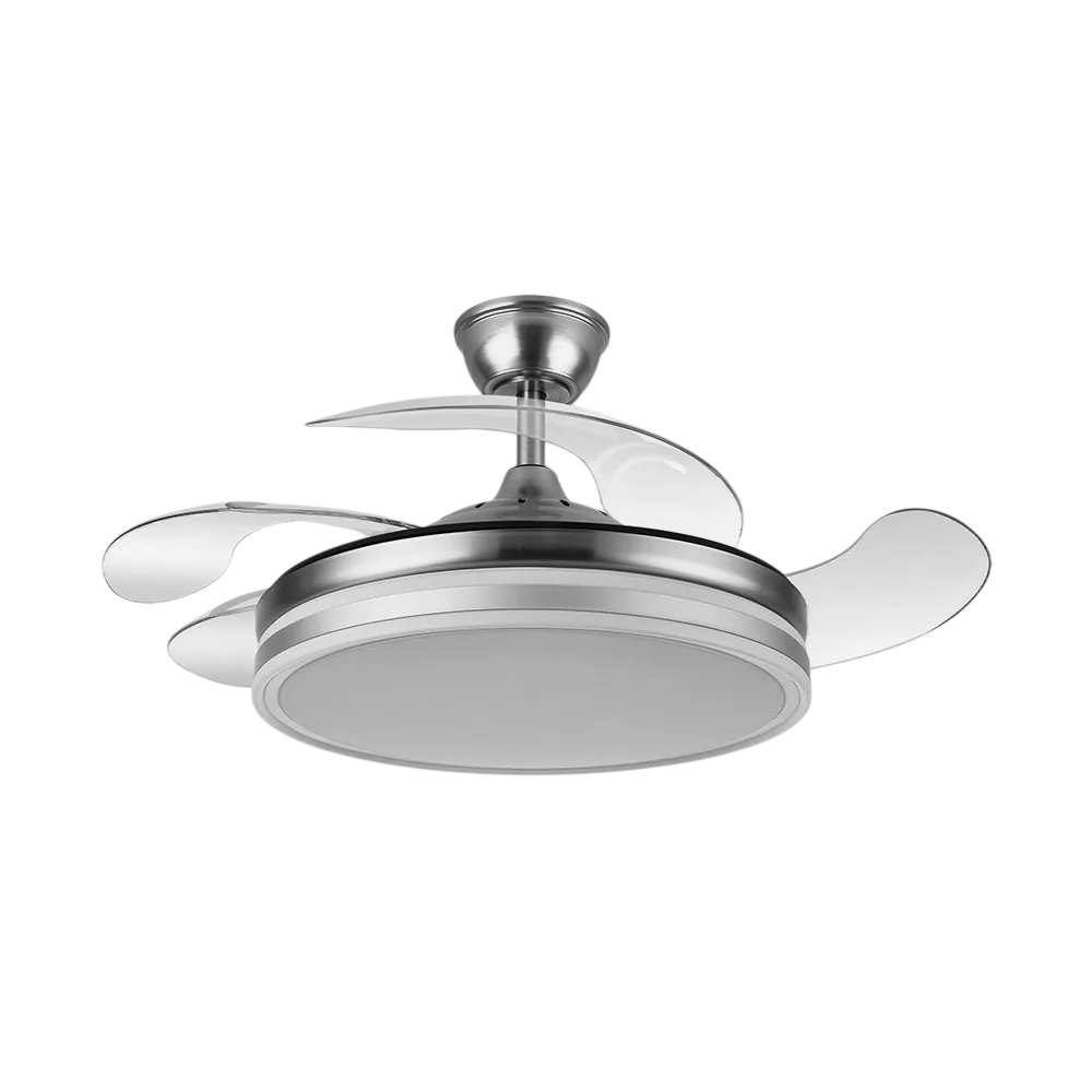 Ventilateur De Plafond Fabrilamp Bayomo Nickel 72w Led Silencieux