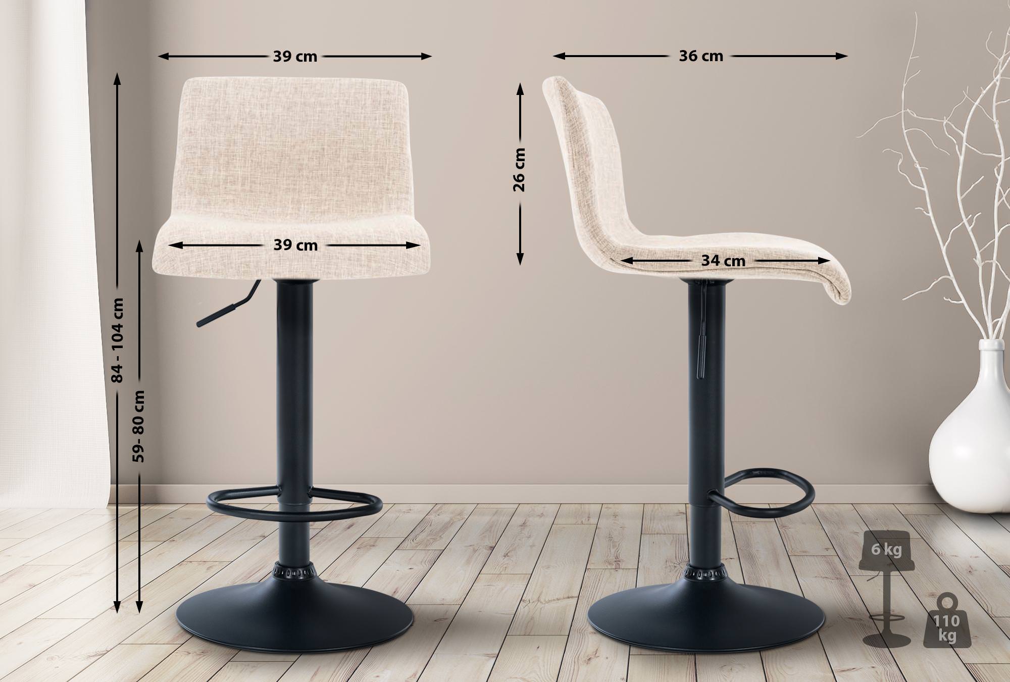 Tabouret De Bar Hoover Tissu B Crème