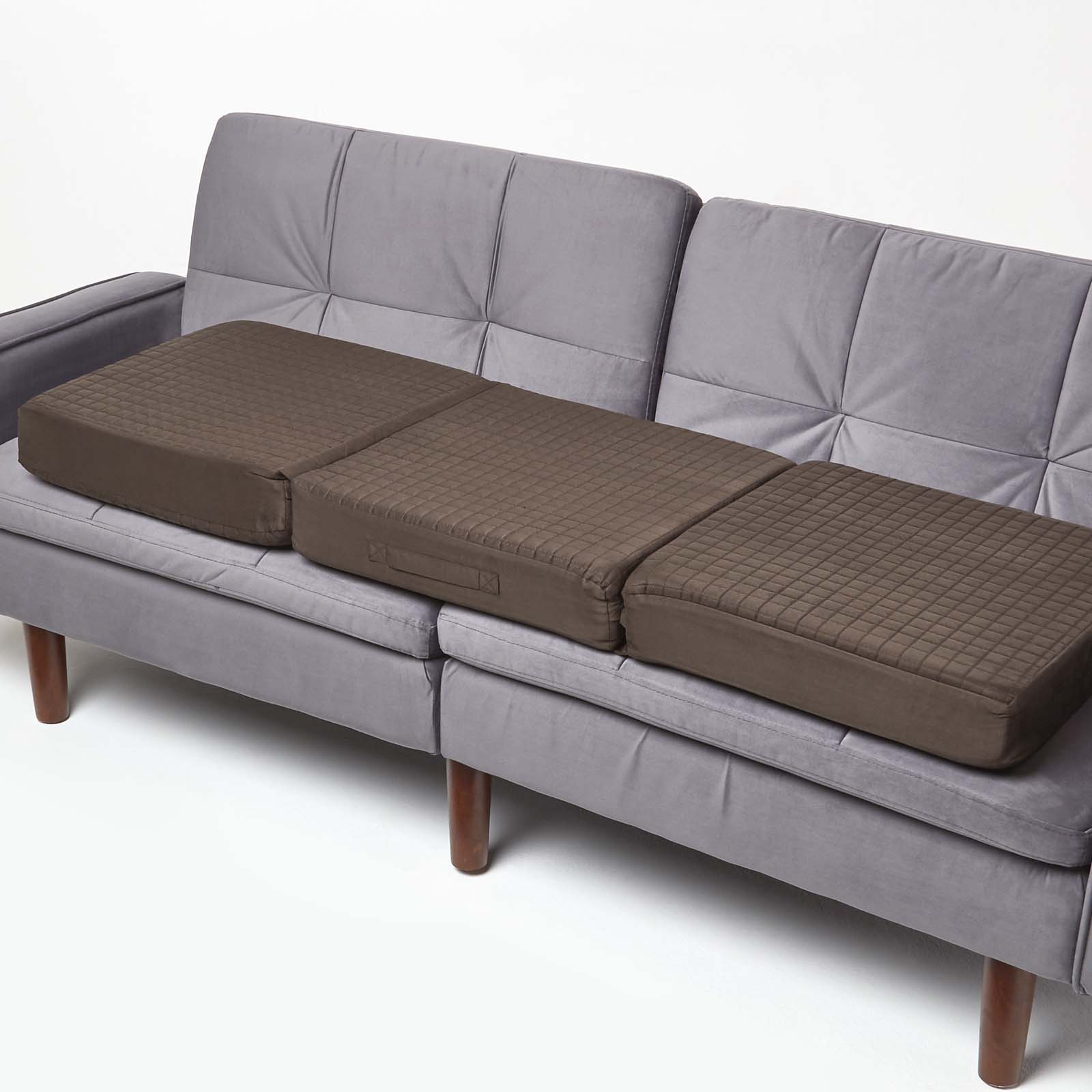 Coussin D'assise Déhoussable Pour Canapé 3 Places En Suédine, Chocolat - Homescapes