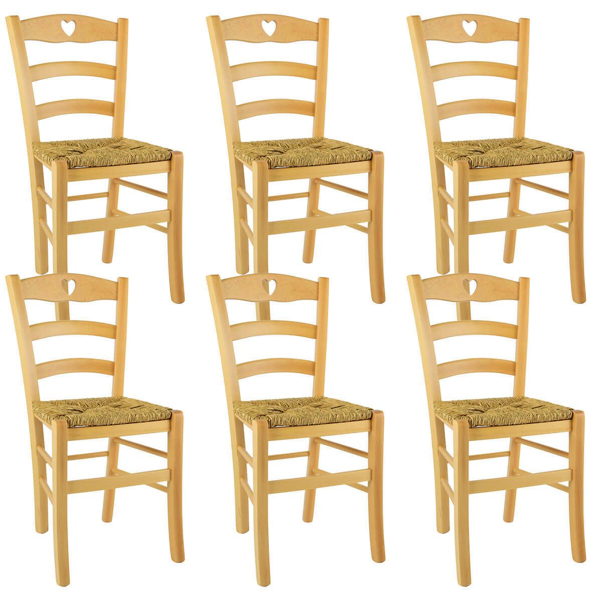 Naples - Lot De 6 Chaises Naturelles Et Assises En Paille