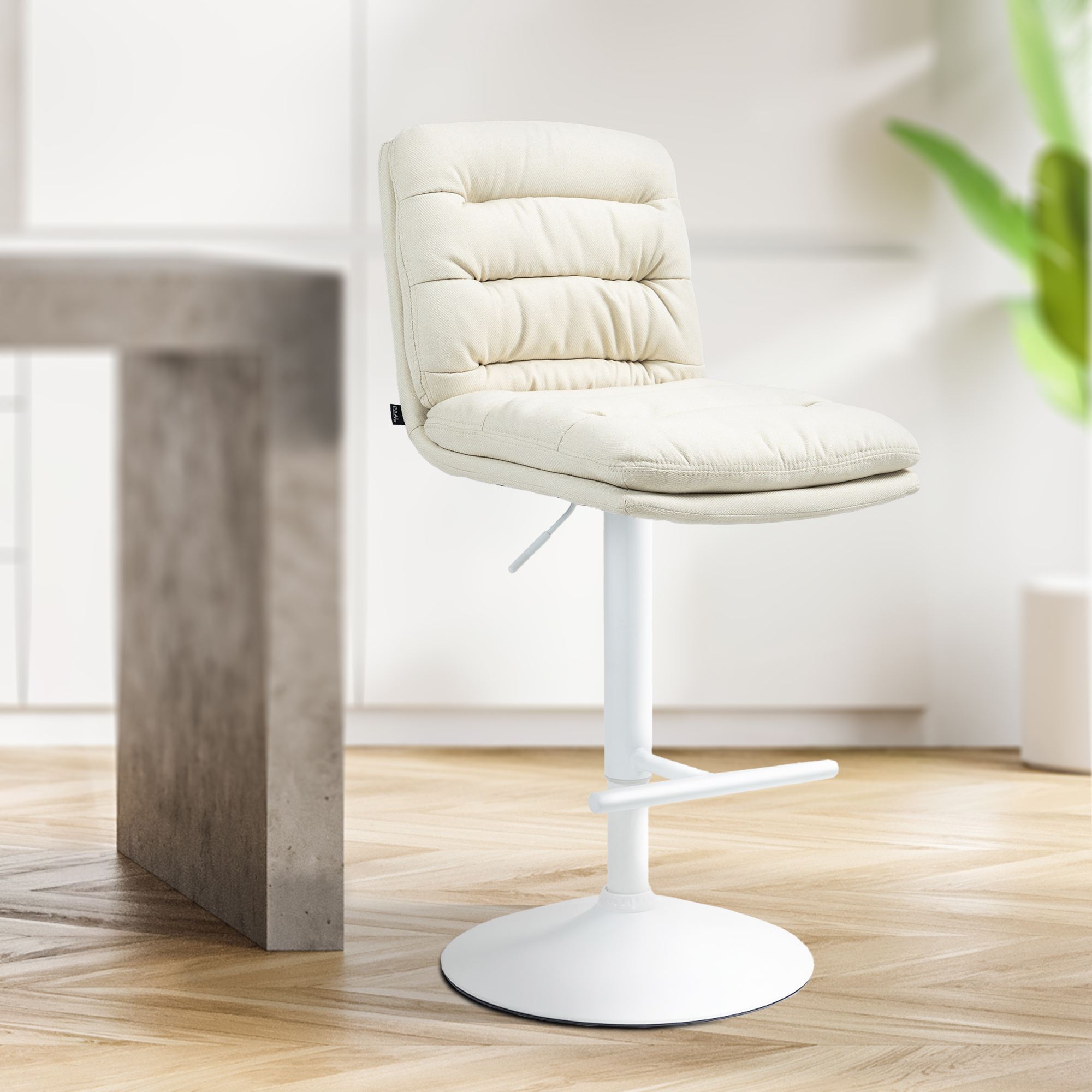 Tabouret De Bar Damar Tissu Blanc Crème